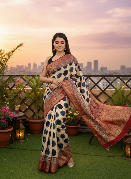 Meri Pyari Bindu Dola Silk Zari Pallu Saree With Blouse