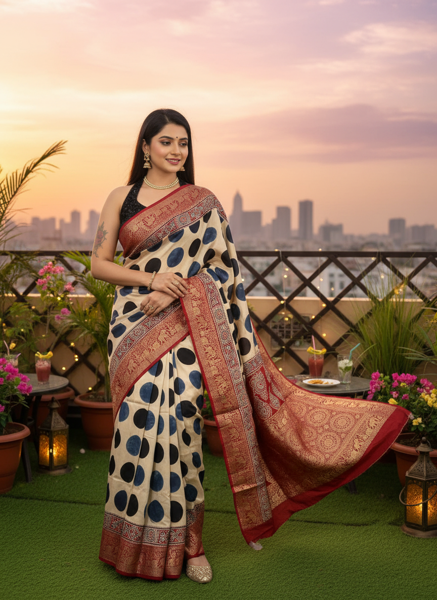 Meri Pyari Bindu Dola Silk Zari Pallu Saree With Blouse