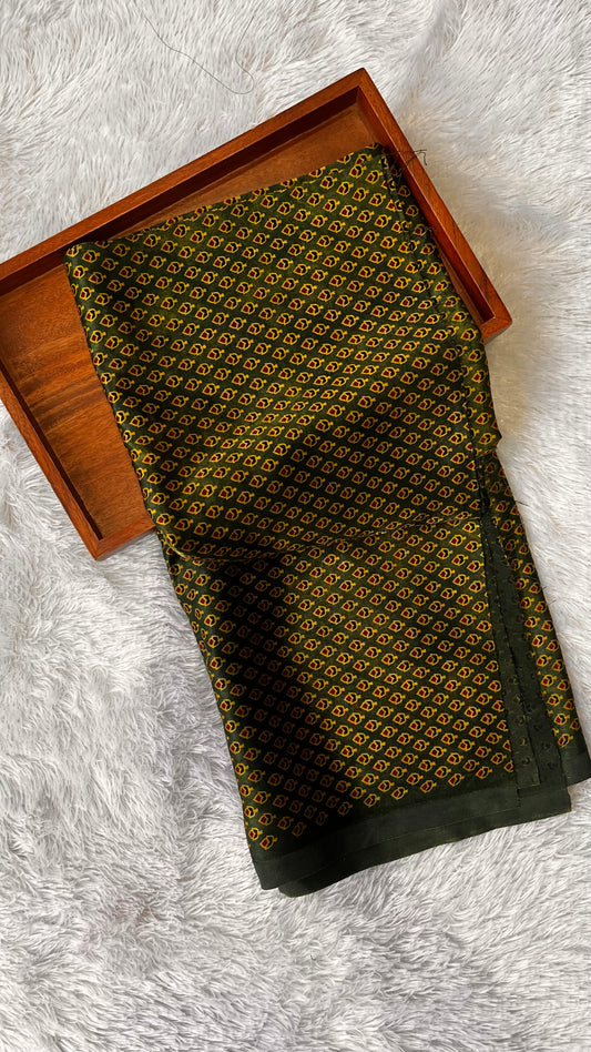 Forest Green Choti Buti Mashru Silk Blouse Piece
