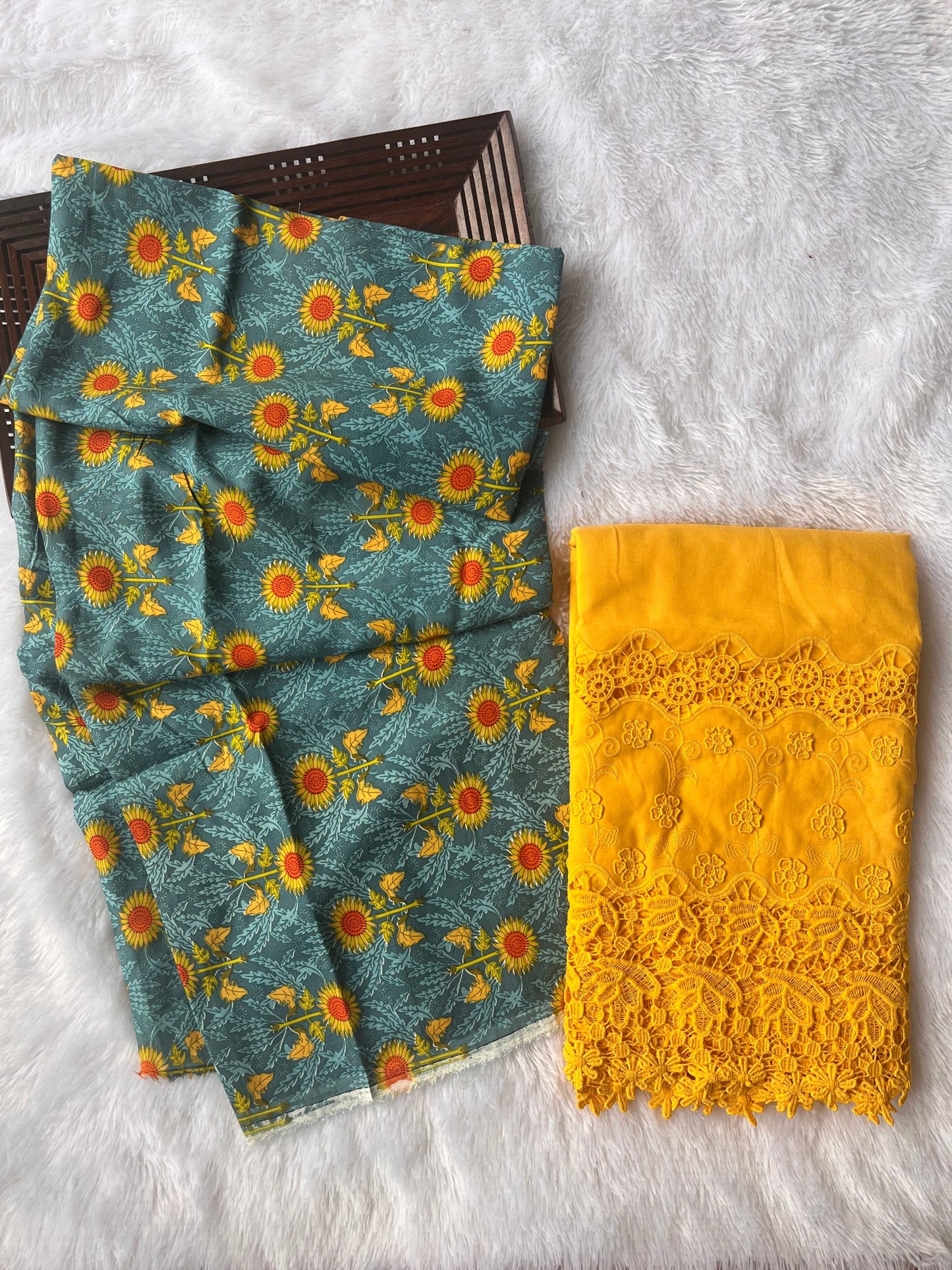 Vibrant Sunflower Pure Cotton 2pc Suit Set