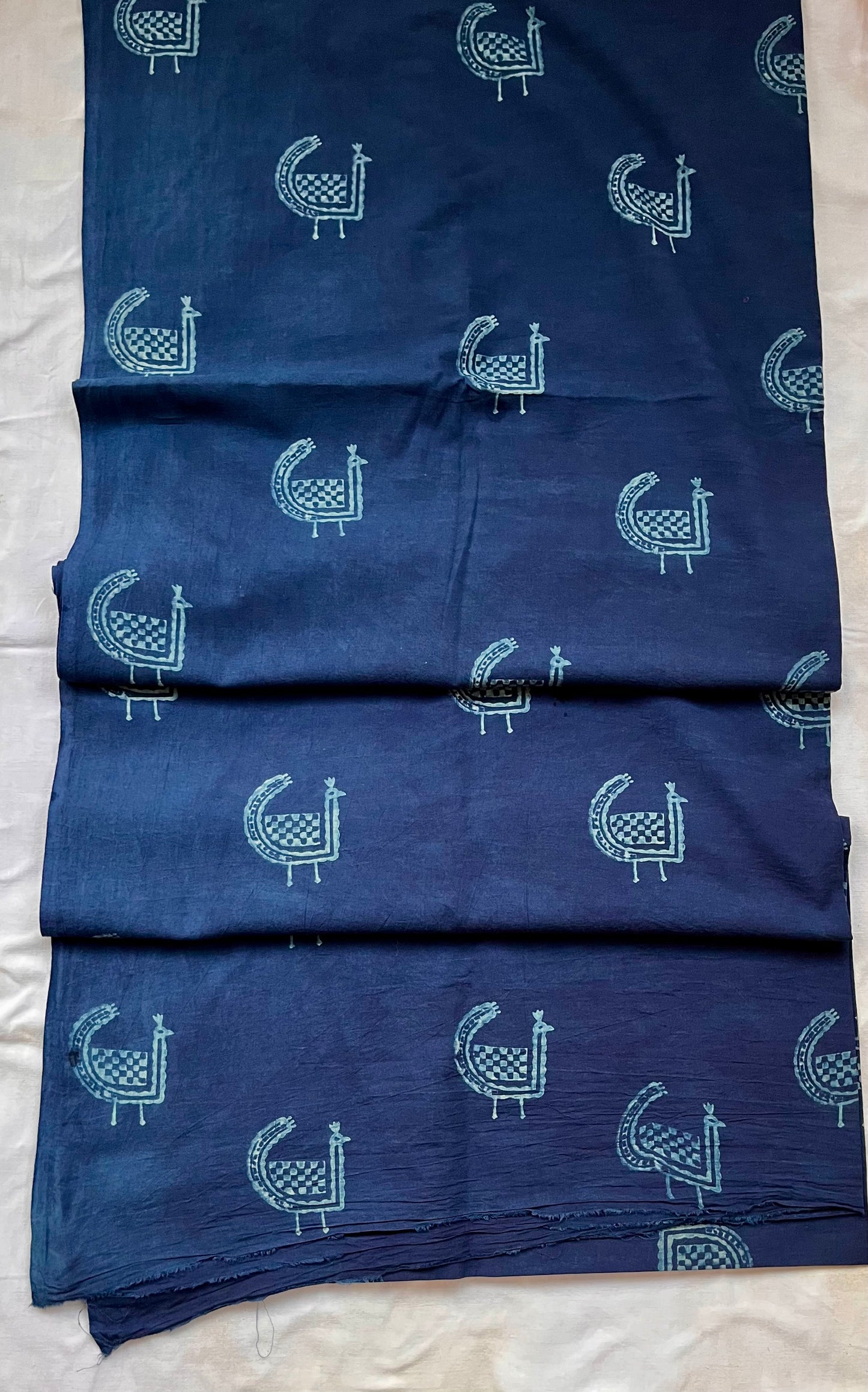 Akola Dabu Mor Motif Hand Block Print Natural Dyed Pure Cotton Fabric