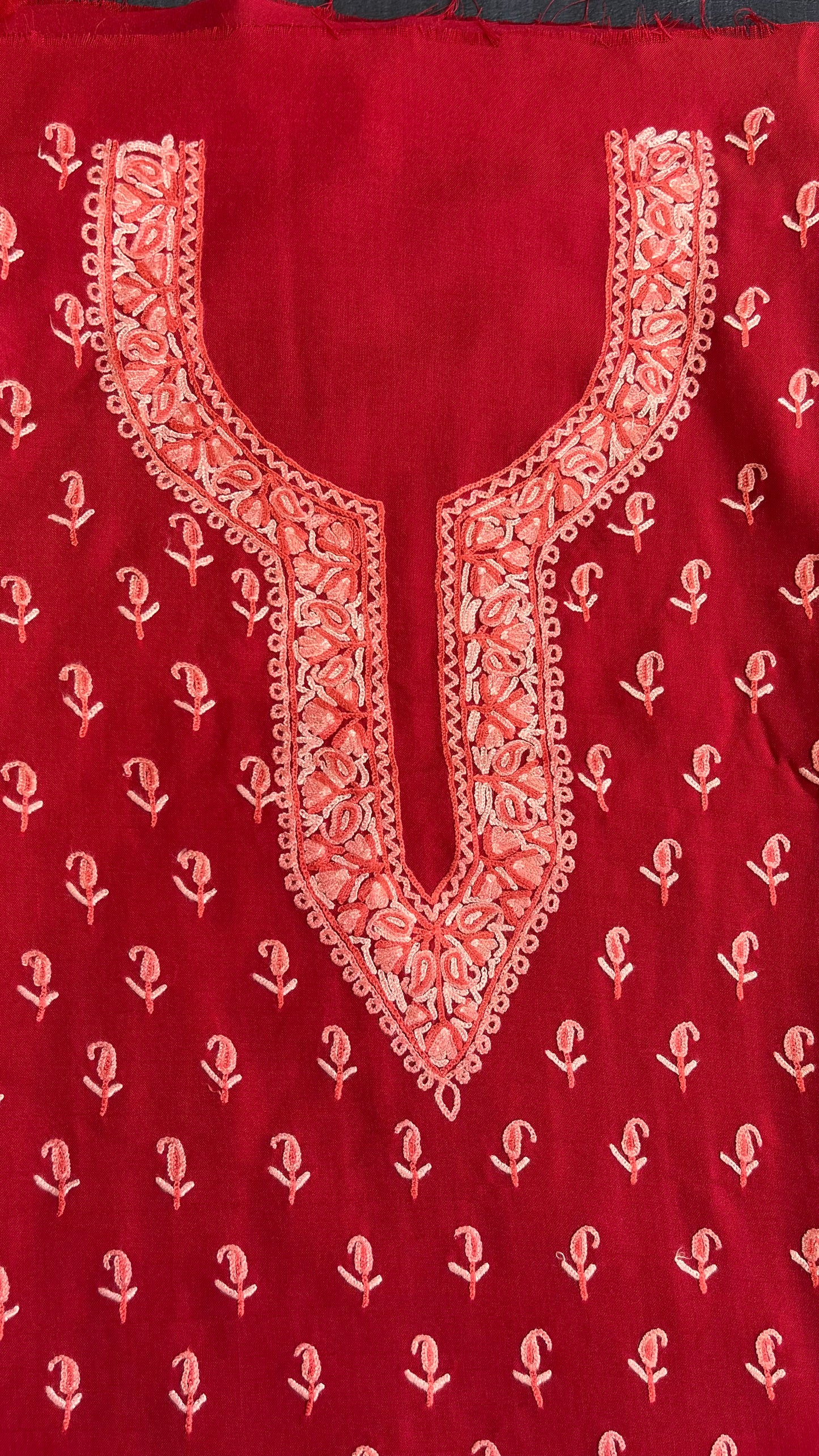 Gajri Shade Pure Cotton Kashmiri Aari Embroidered Co Ord 2 pc Set