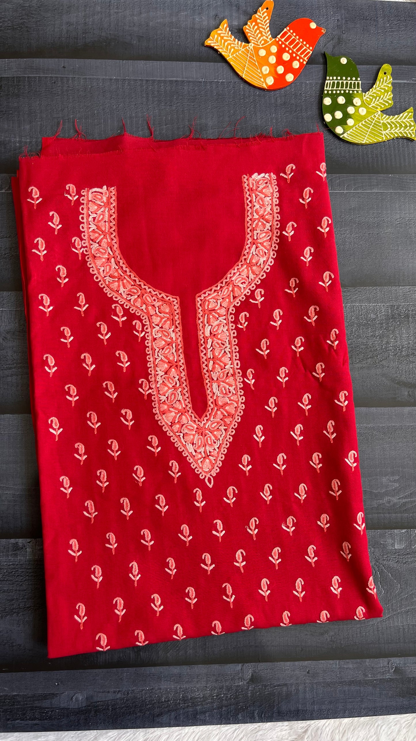 Gajri Shade Pure Cotton Kashmiri Aari Embroidered Co Ord 2 pc Set