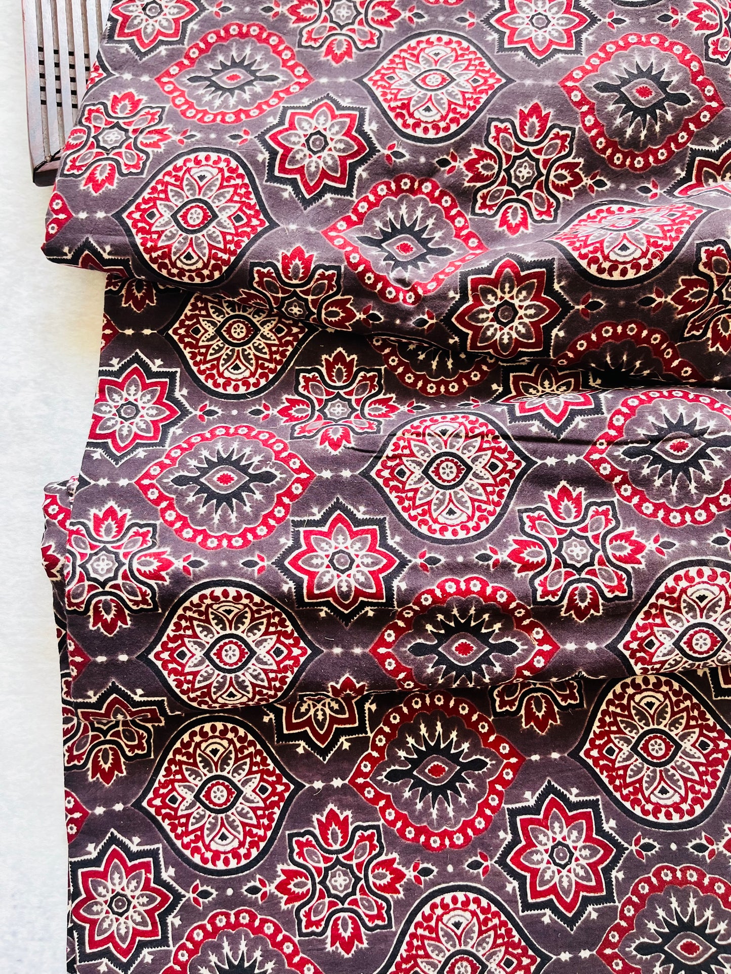 Brown Classic Motif Ajrakh Pure Cotton Fabric