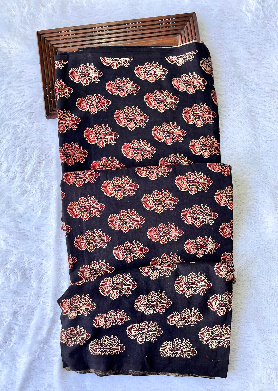 Black - Natural Dyed Cotton Ajrakh Print Fabric 91