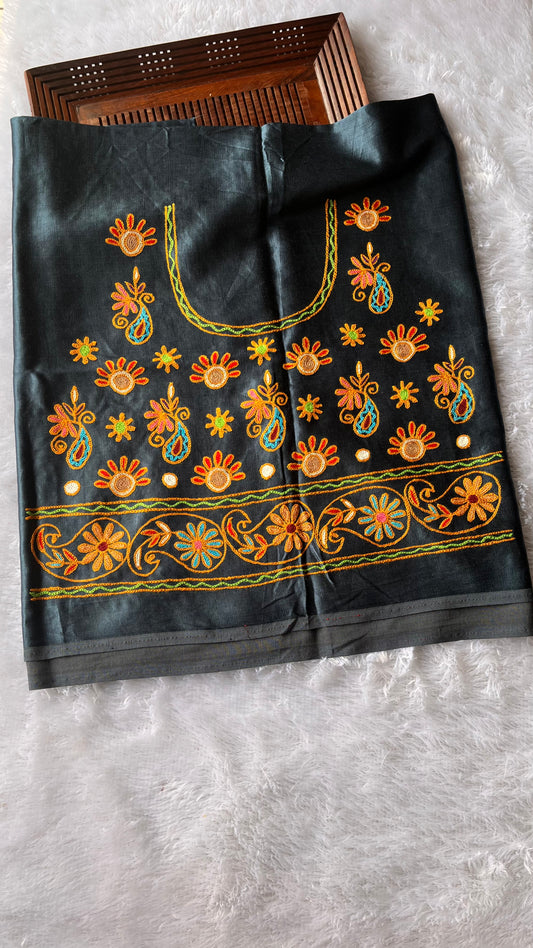 Cobalt Blue Mashru Silk Kutch Work Blouse