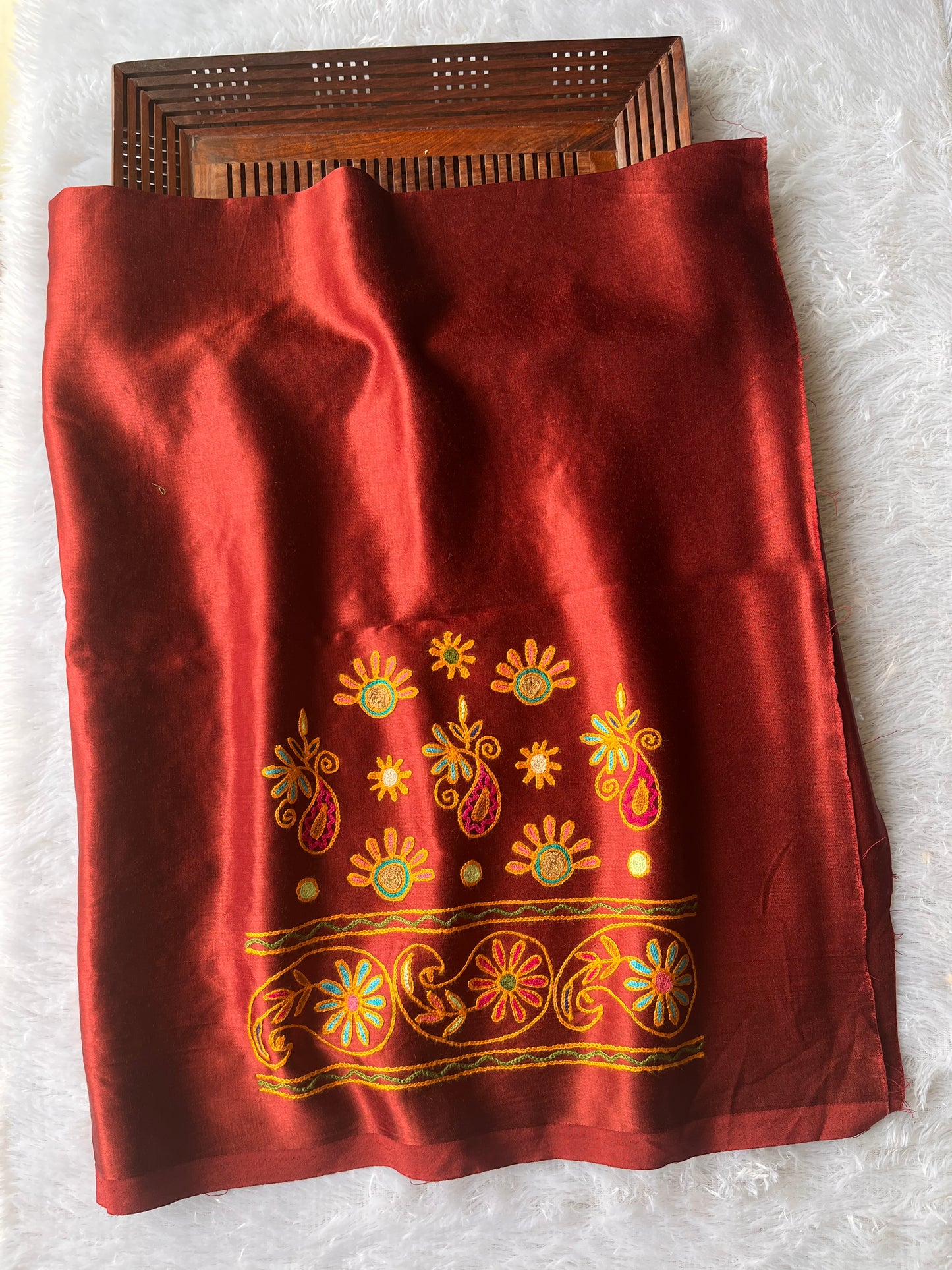 Maroon Mashru Silk Kutch Work Blouse