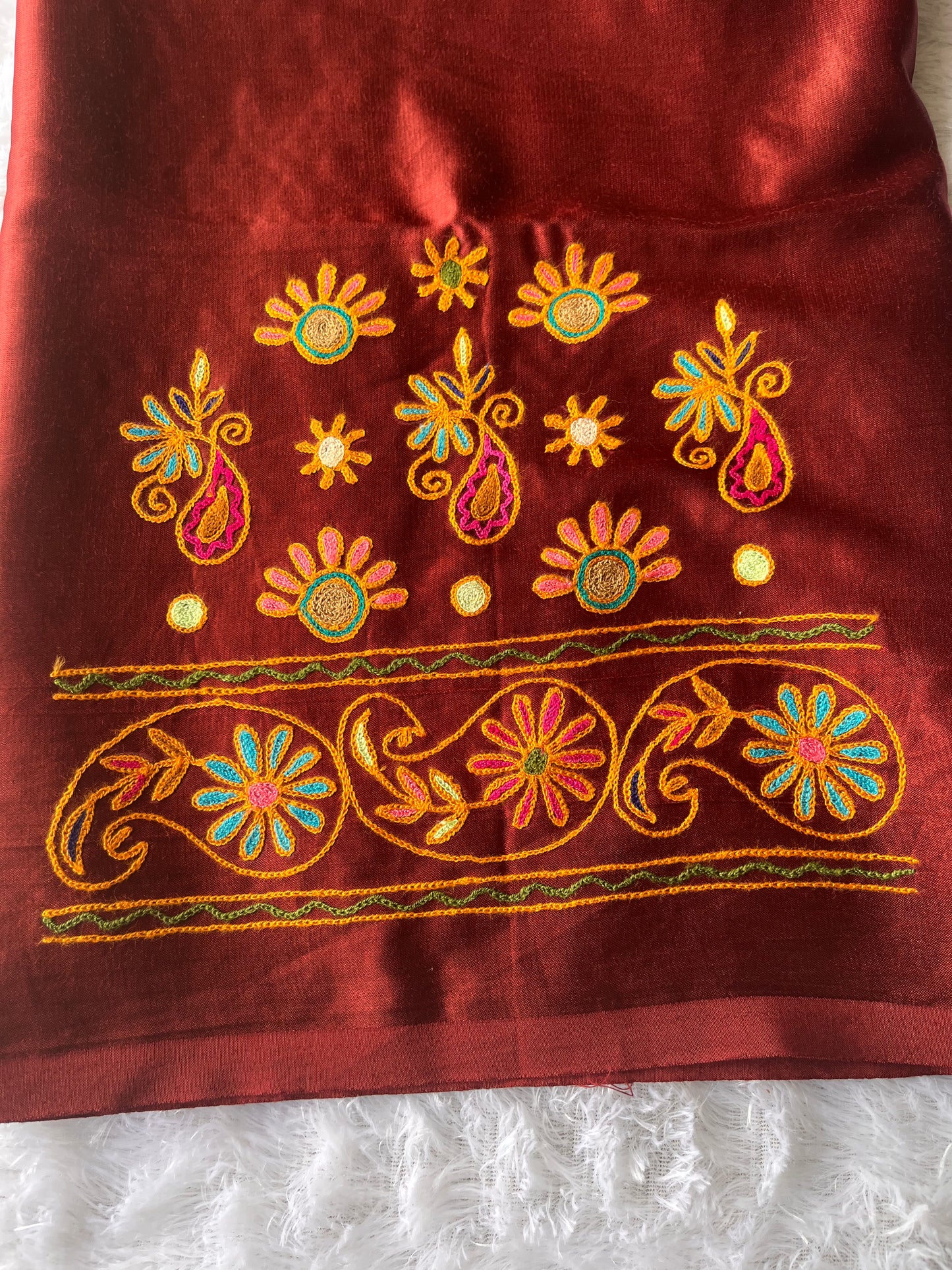 Maroon Mashru Silk Kutch Work Blouse