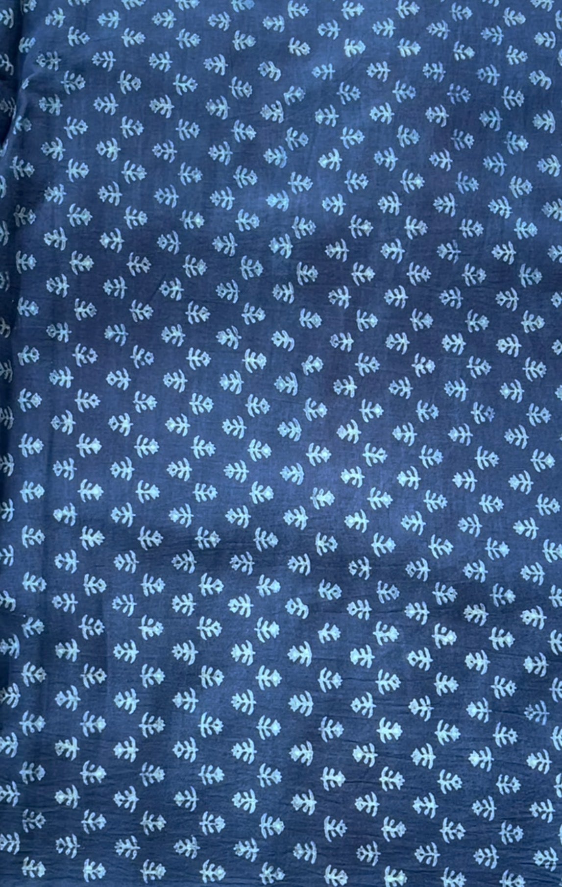 Small Fern Motif Hand Block Print Natural Dyed Pure Cotton Fabric