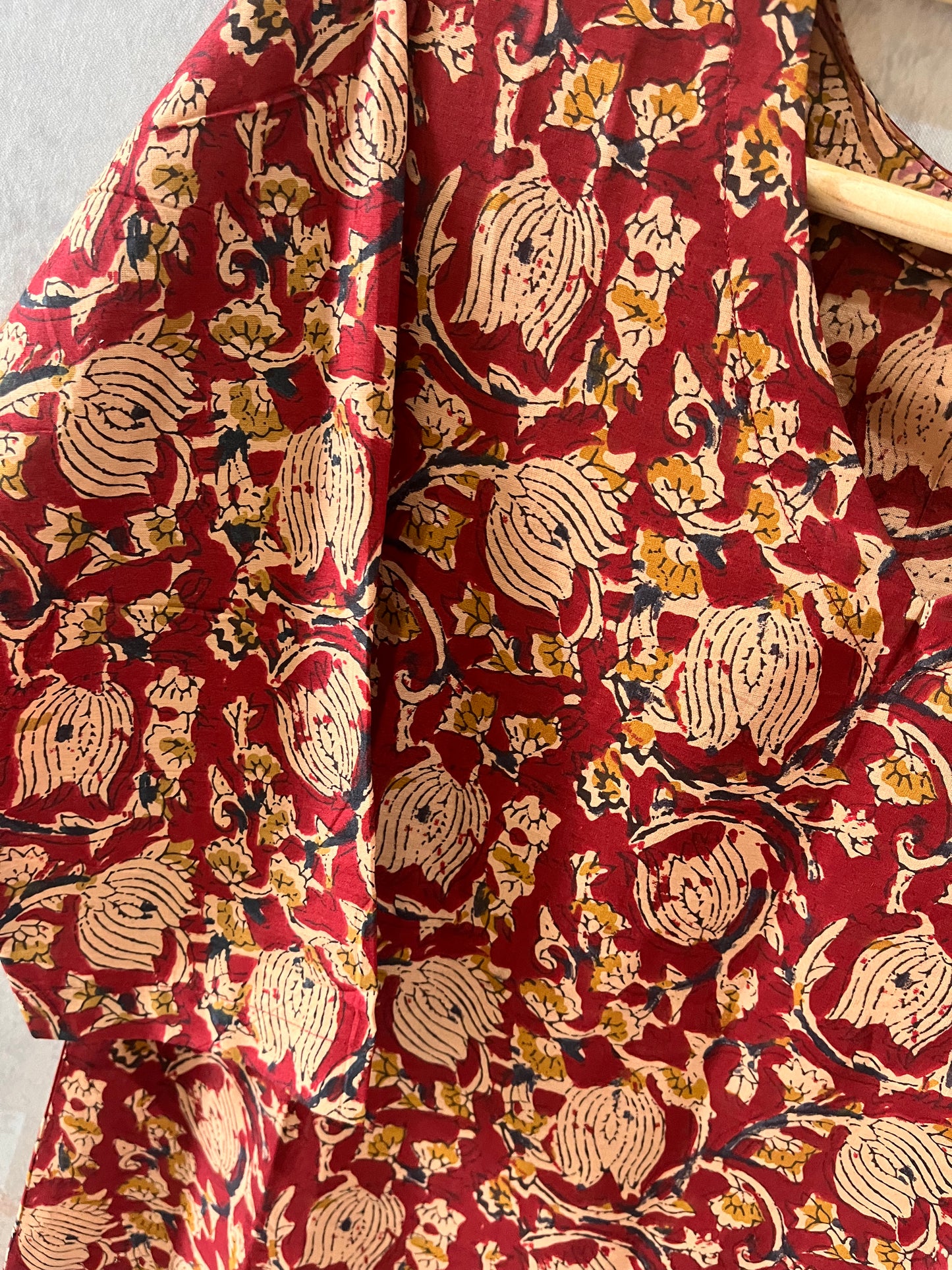 Rust Red Kalamkari Print Pure Cotton Kurti