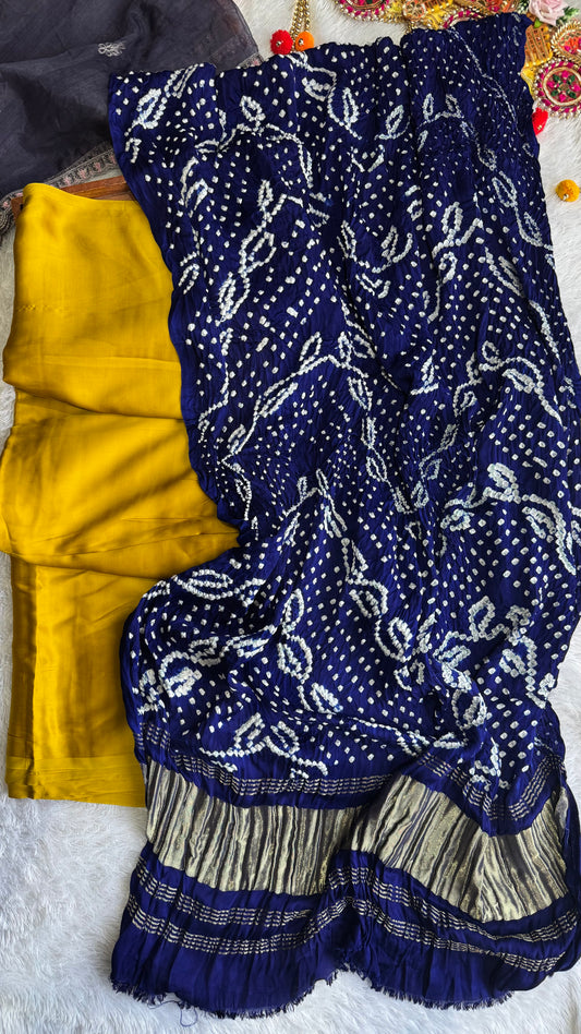 Yellow Shade Modal Kurta with Bandhej Modal Silk Lagdi Patti Dupatta-2Pc