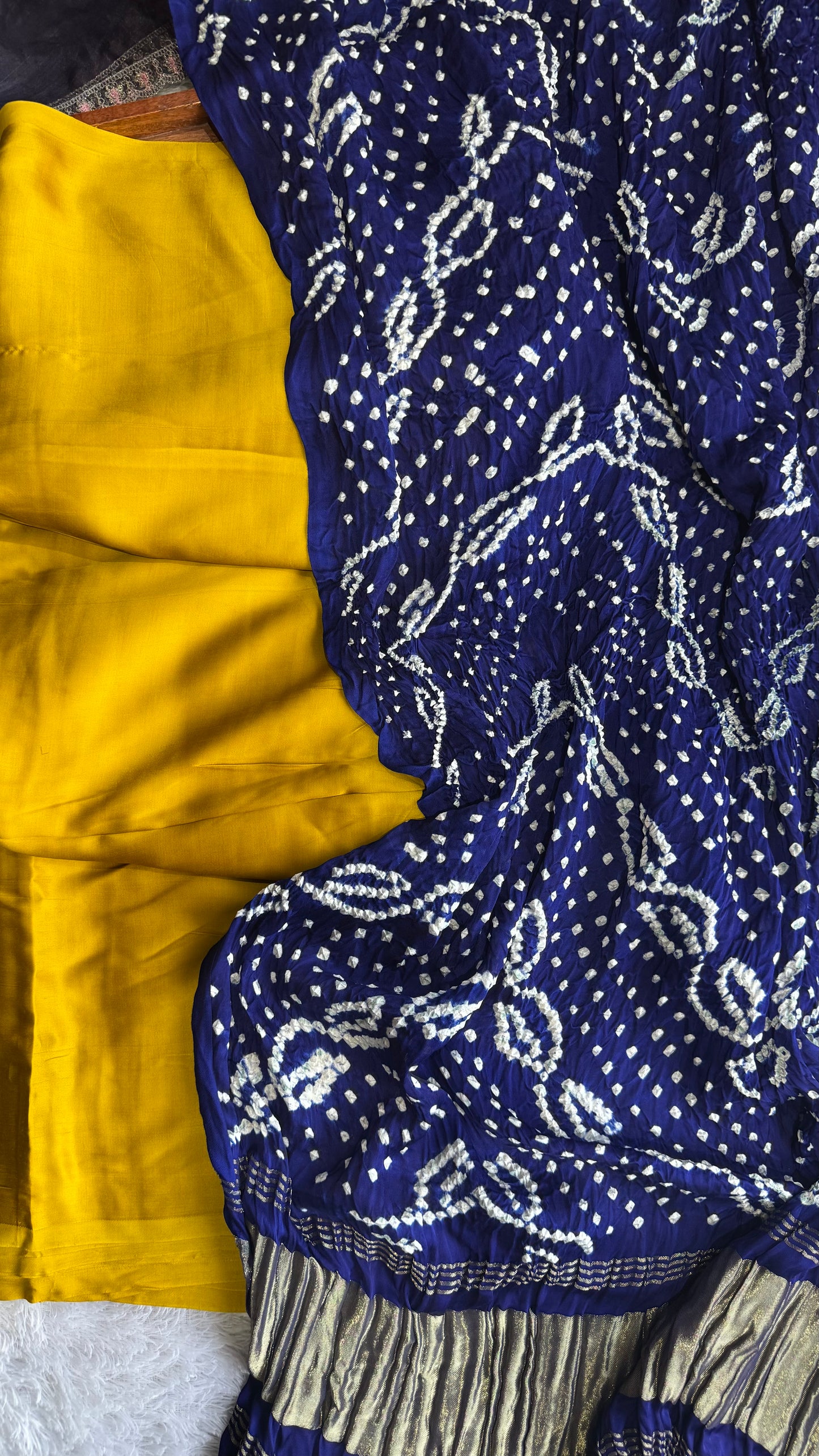 Yellow Shade Modal Kurta with Bandhej Modal Silk Lagdi Patti Dupatta-2Pc