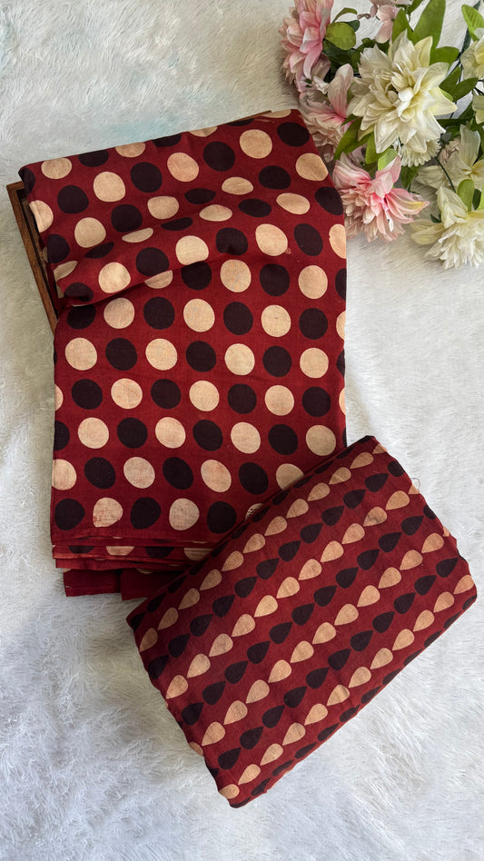 Red Shade Ajrakh Hand Block Natural Dyed 2 Piece Cotton Suit Set
