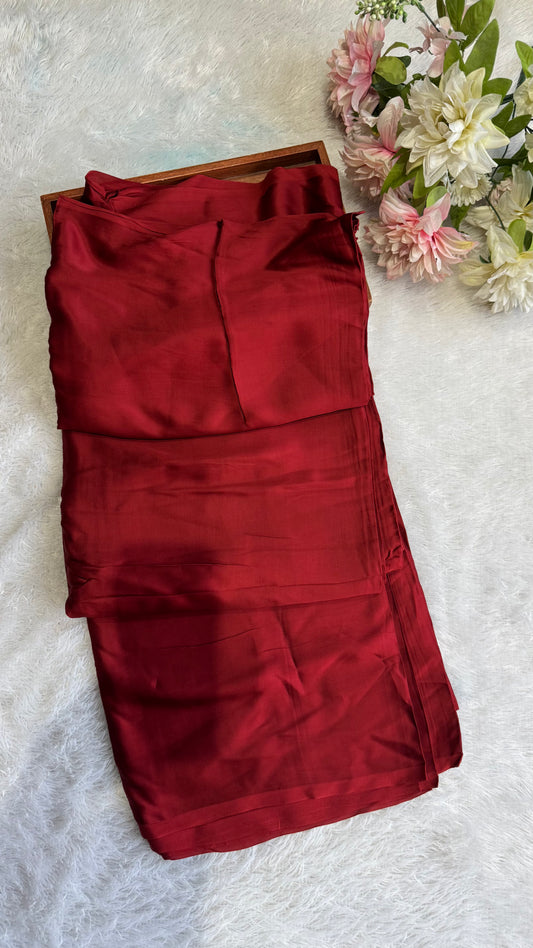 Red Solid Shade Pure Modal Silk Running Fabric