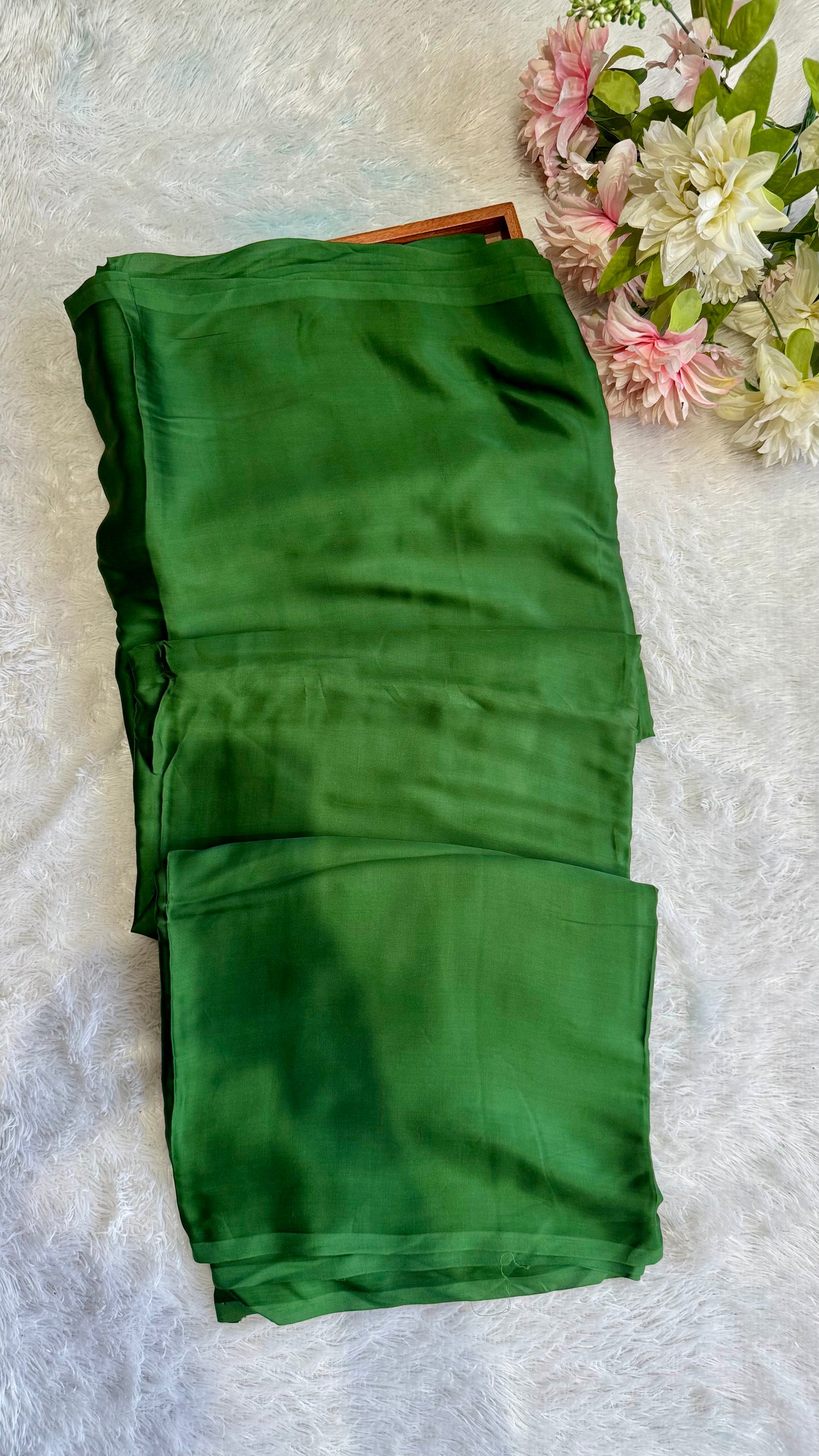 Green Solid Shade Pure Modal Silk Running Fabric