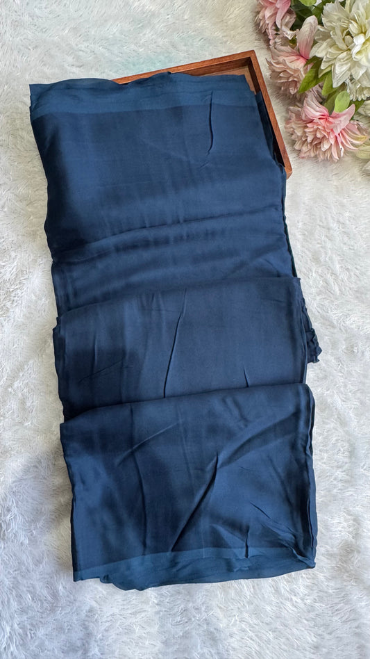 Charcoal Blue Solid Shade Pure Modal Silk Running Fabric