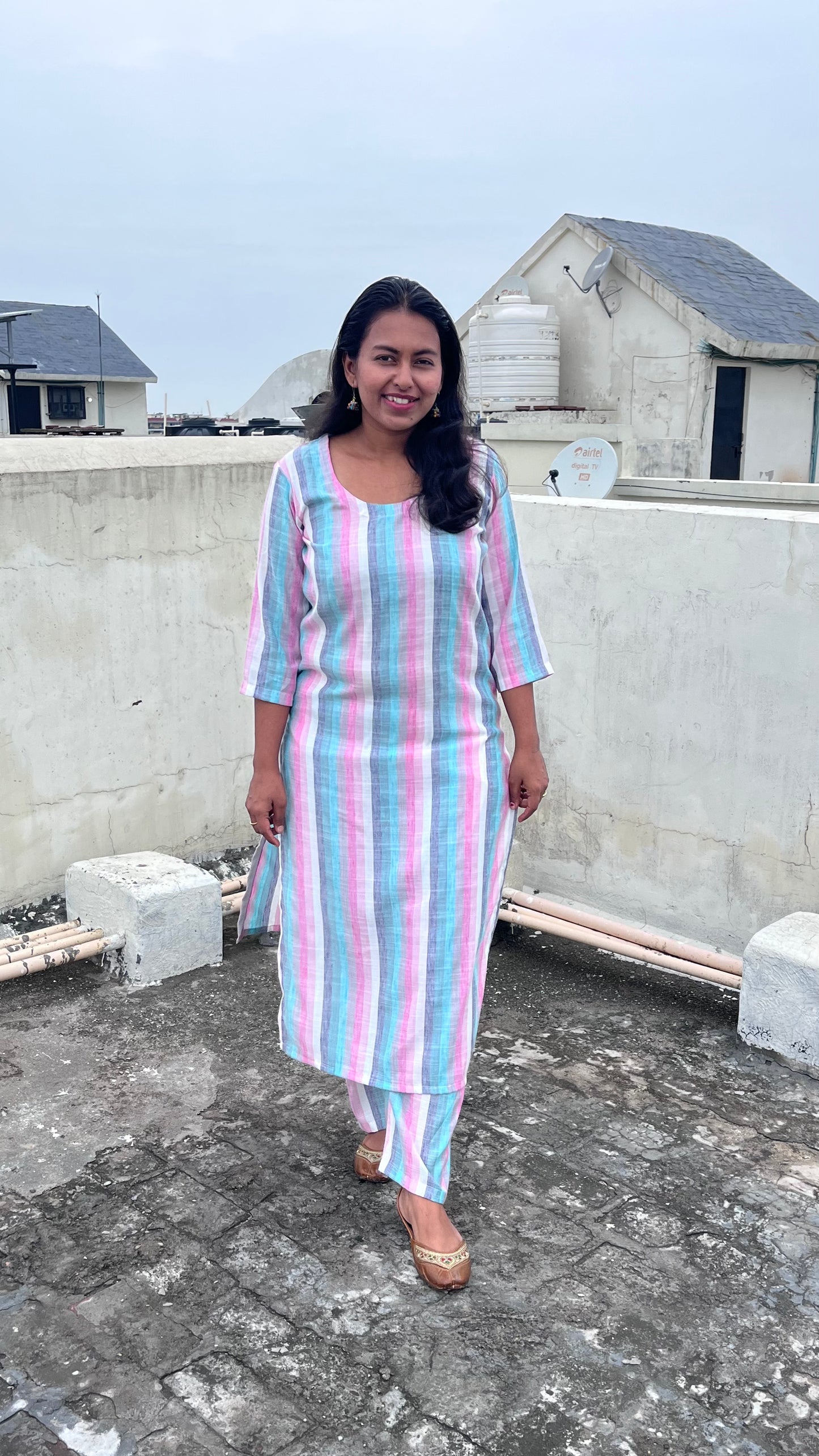 Candy Floss Rayon Cotton Kurta Pant Set