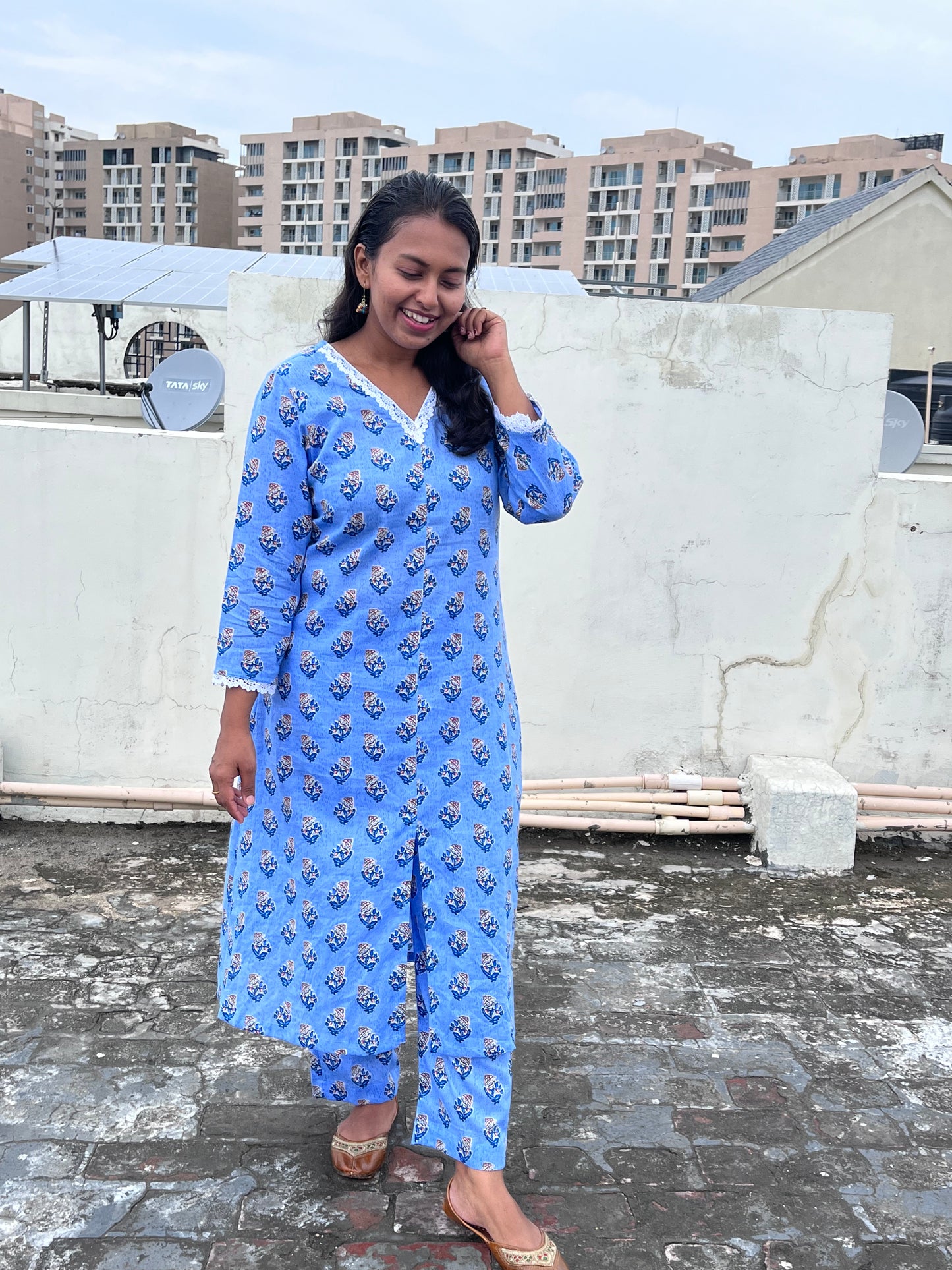 Code Blue Rayon Cotton Kurta Pant Co ord Set