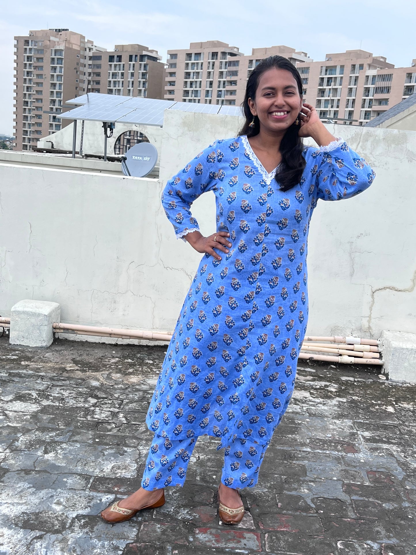 Code Blue Rayon Cotton Kurta Pant Co ord Set