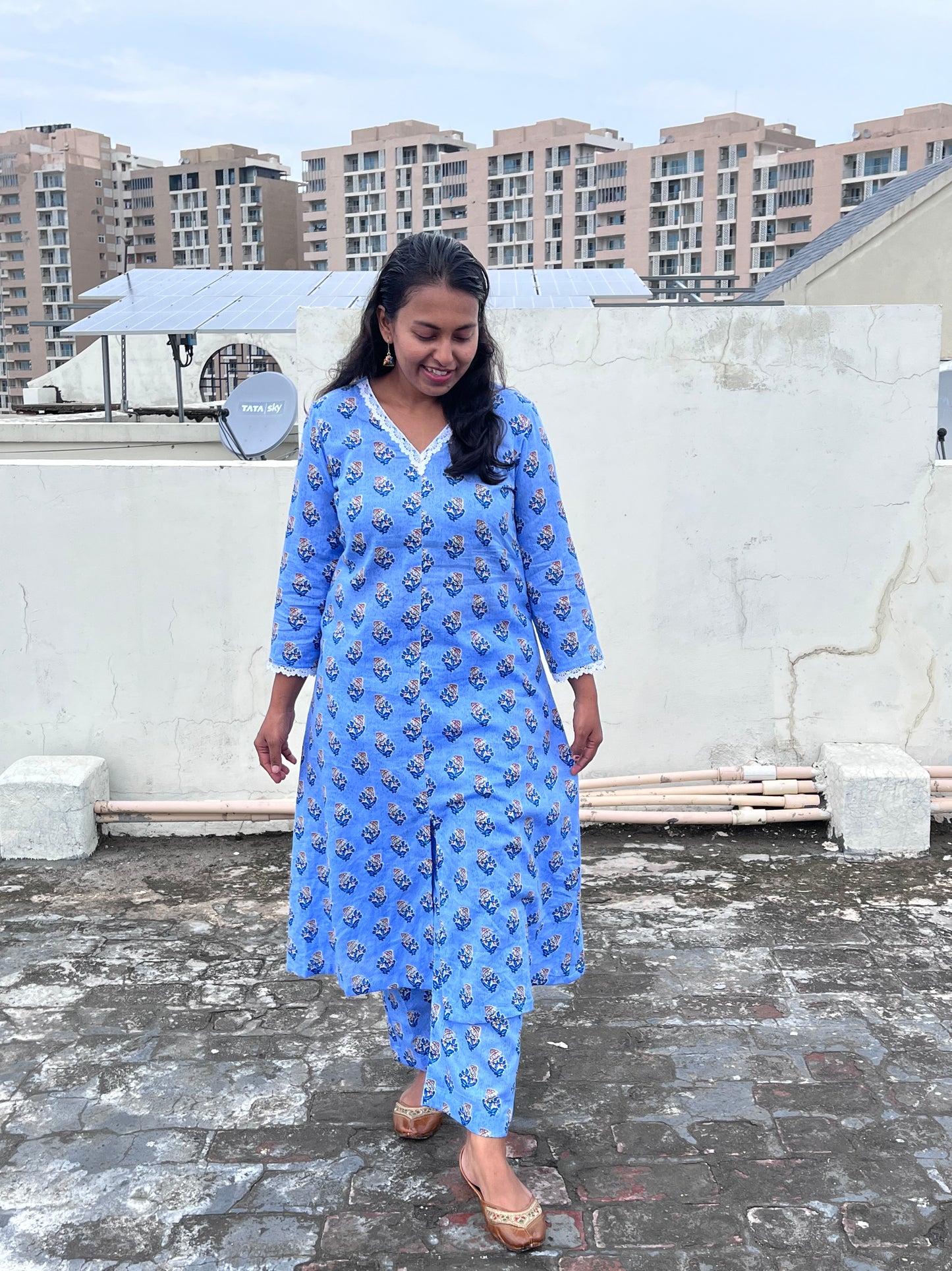 Code Blue Rayon Cotton Kurta Pant Co ord Set