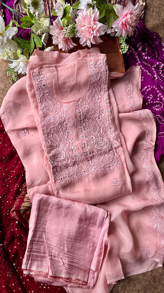 Pyaazi Crepe Suit Set with Chinon Chiffon Dupatta and Threadwork
