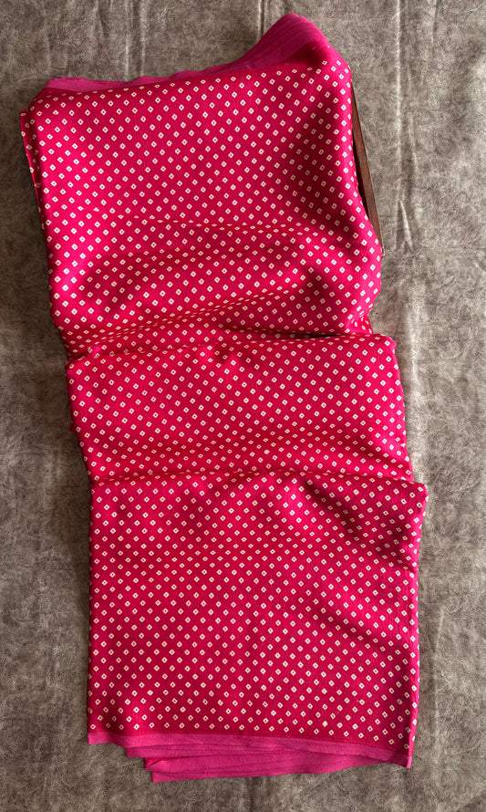 Magentta Dotted Motif Ajrakh Mashru Silk fabric