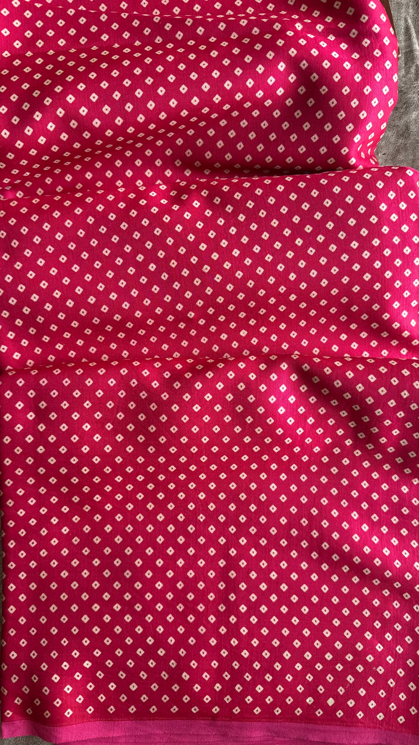 Magentta Dotted Motif Ajrakh Mashru Silk fabric