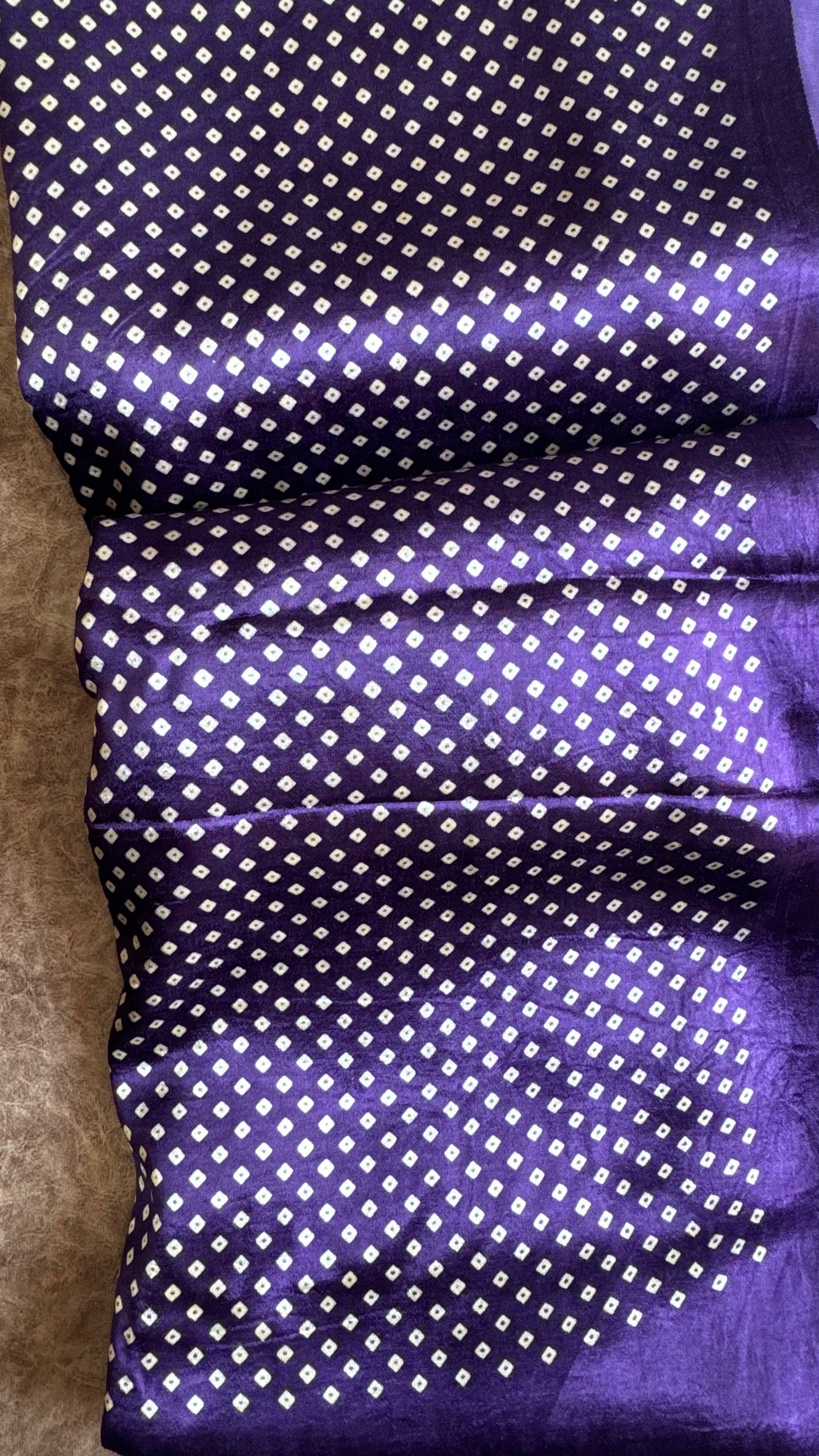 Purple Dotted Motif Ajrakh Mashru Silk fabric