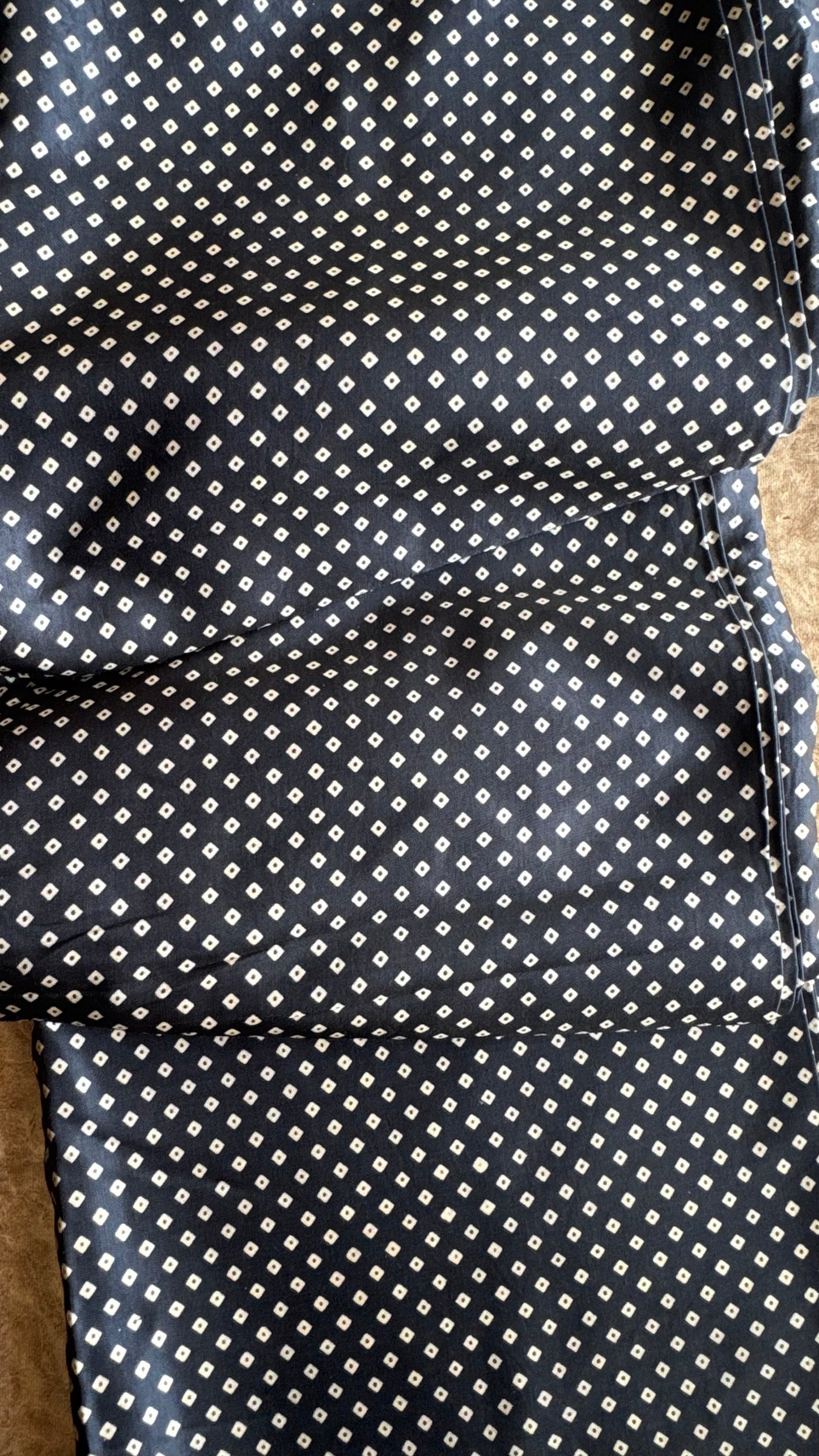 Black Dotted Motif Ajrakh Mashru Silk fabric