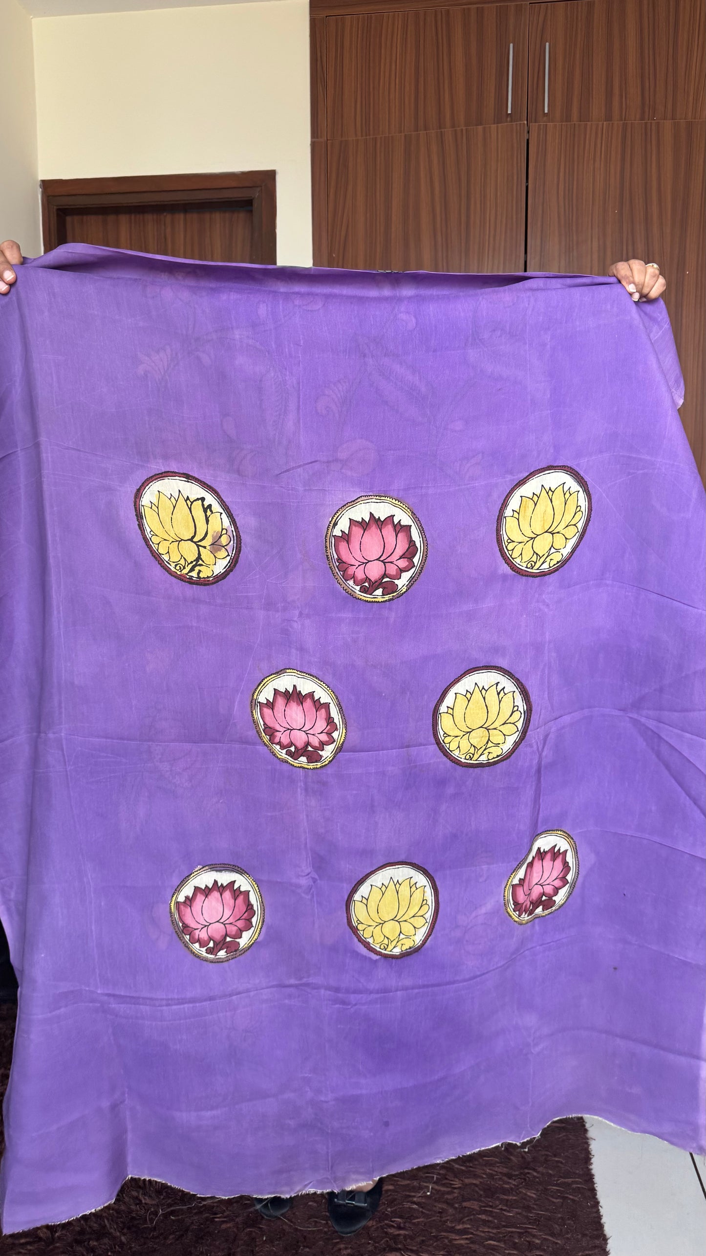 Purple Gajari Bangalore Silk Pen Kalamkari Kurta Dupatta Set