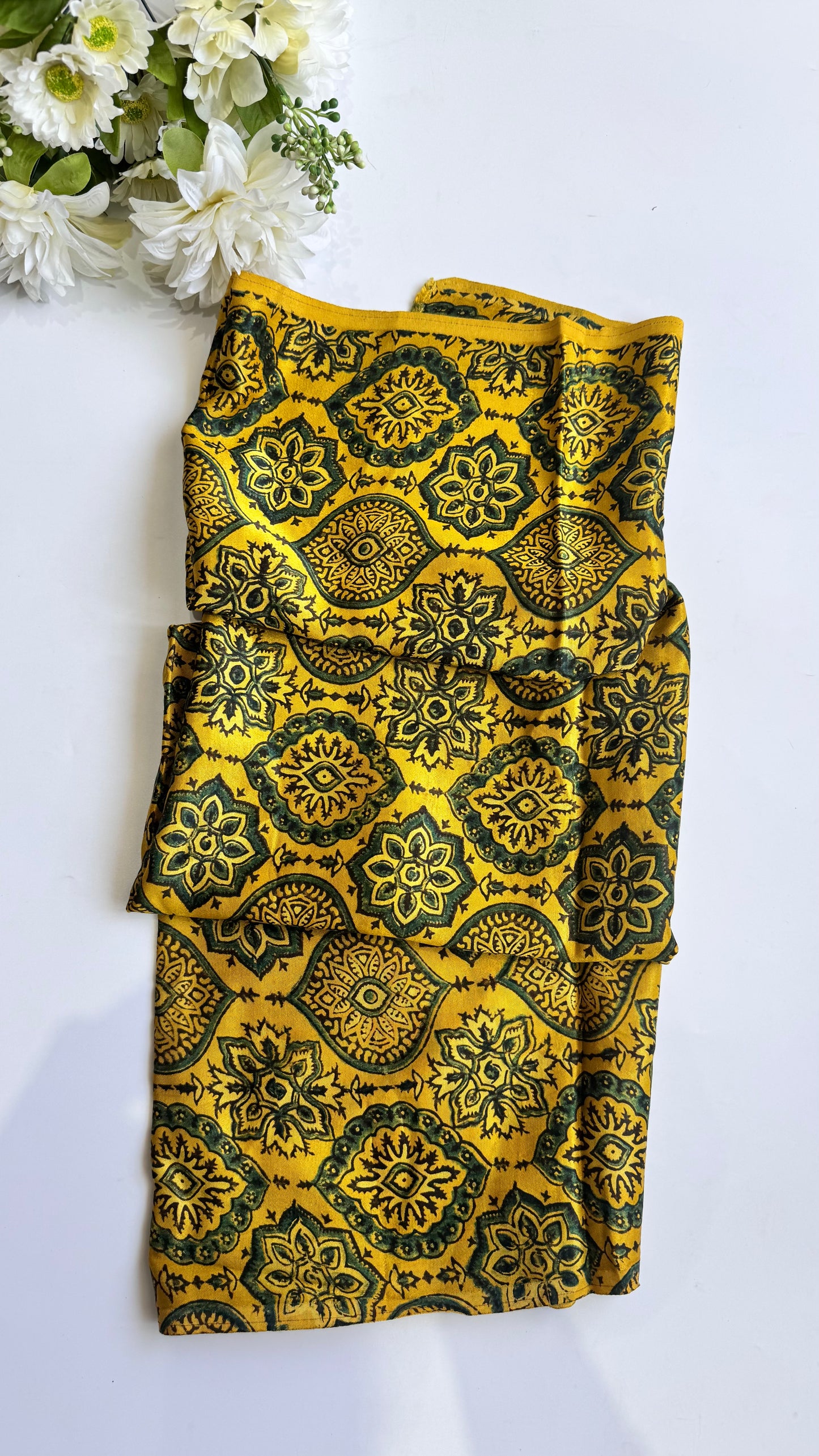 Haldi Yellow Badam Boota Print Mashru Silk Blouse Piece