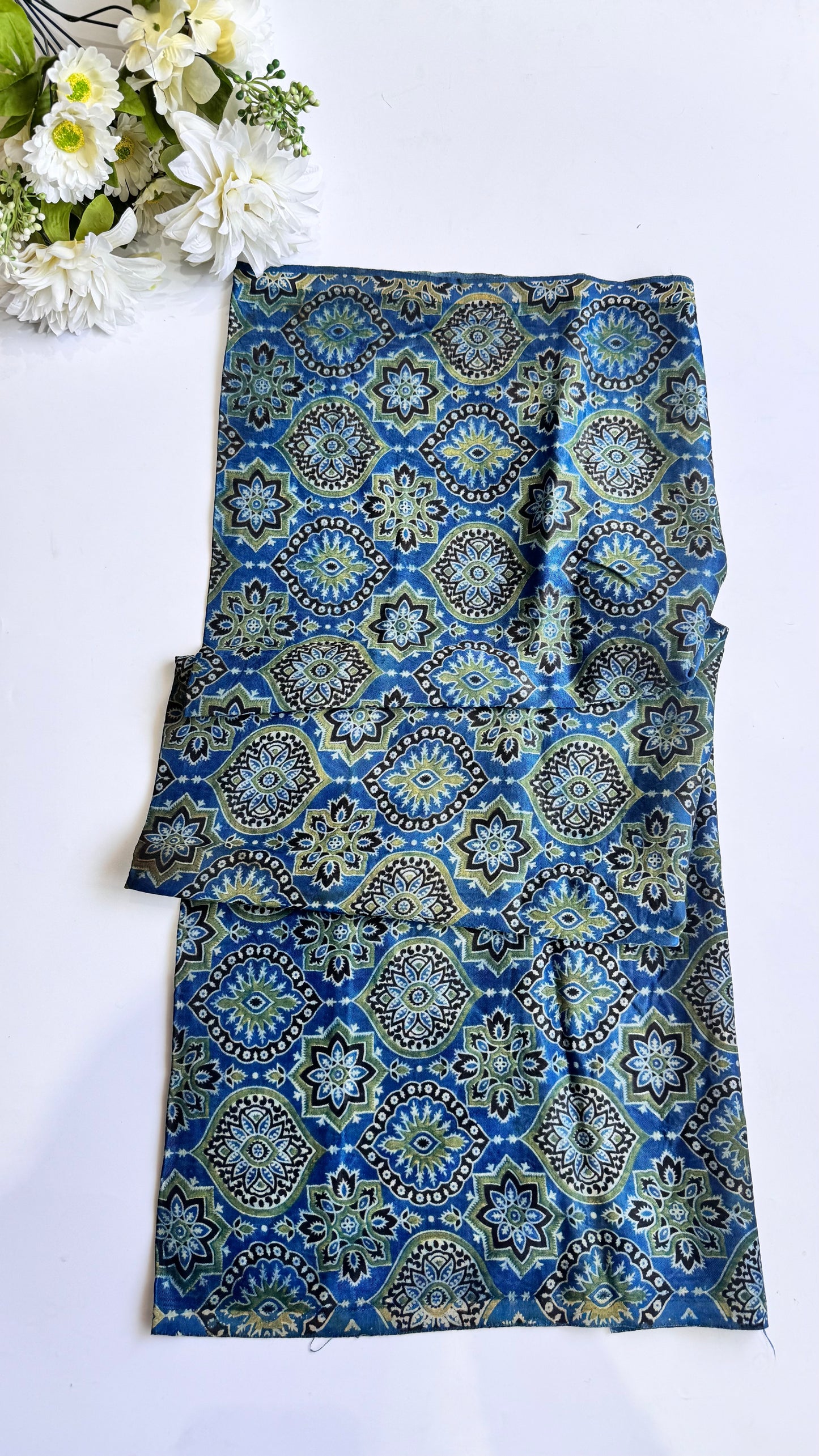 Blue shade Badam Boota Print Mashru Silk Blouse Piece