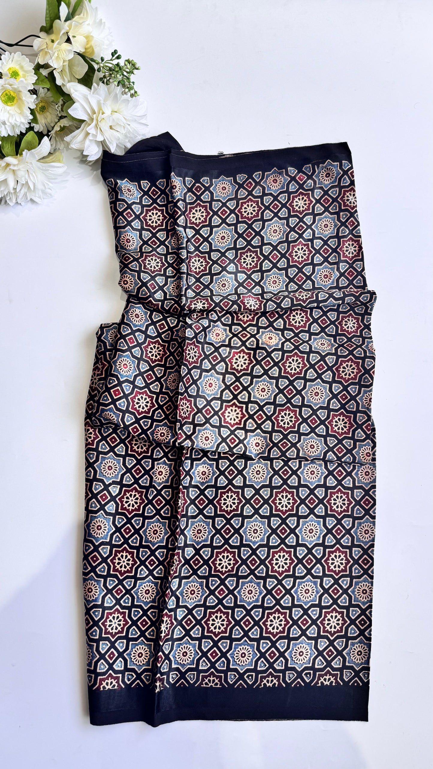 Black Base Jaal Motif Mashru Silk Blouse Piece