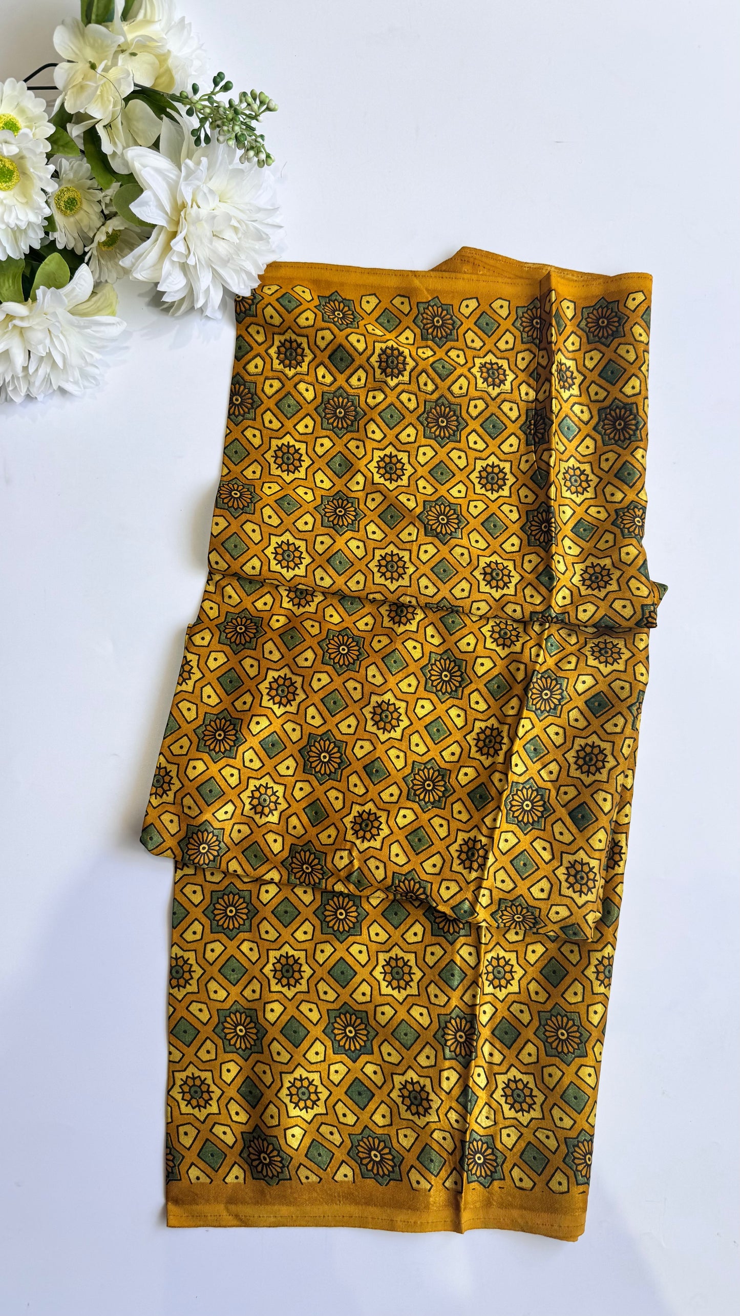 Yellow Jaal Buti Mashru Silk Blouse Piece