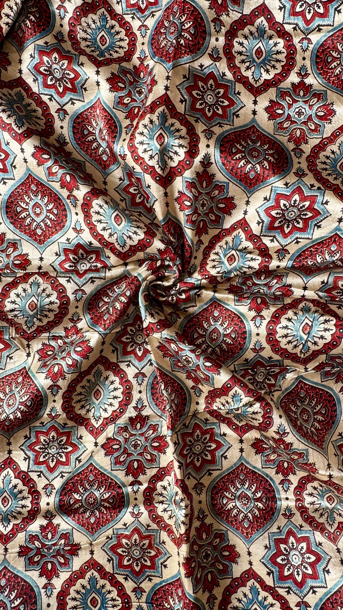 Off White Base Badam Boota Printed Mashru Silk Blouse Piece