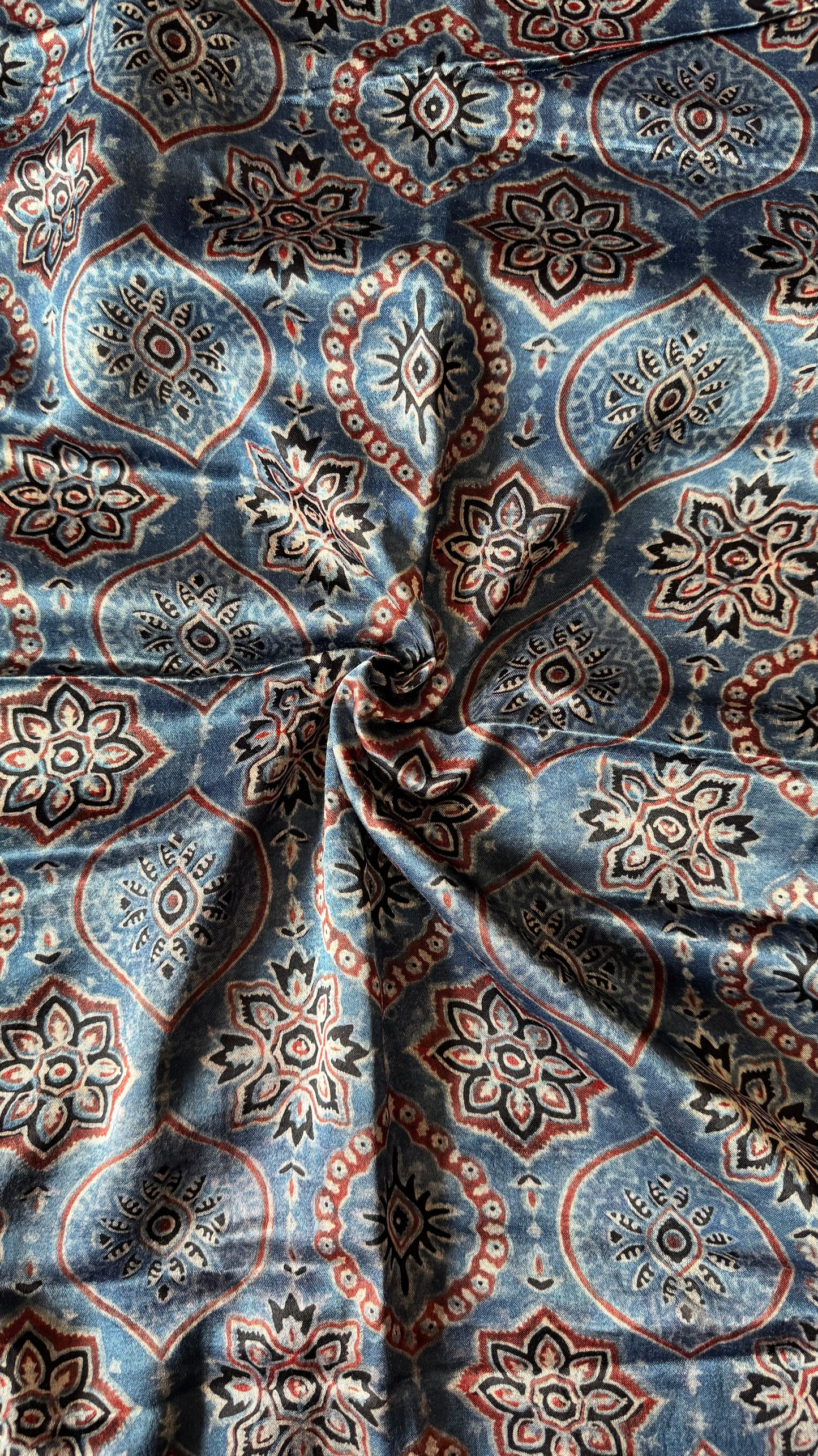 Aqua Blue Base Badam Boota Printed Mashru Silk Blouse Piece