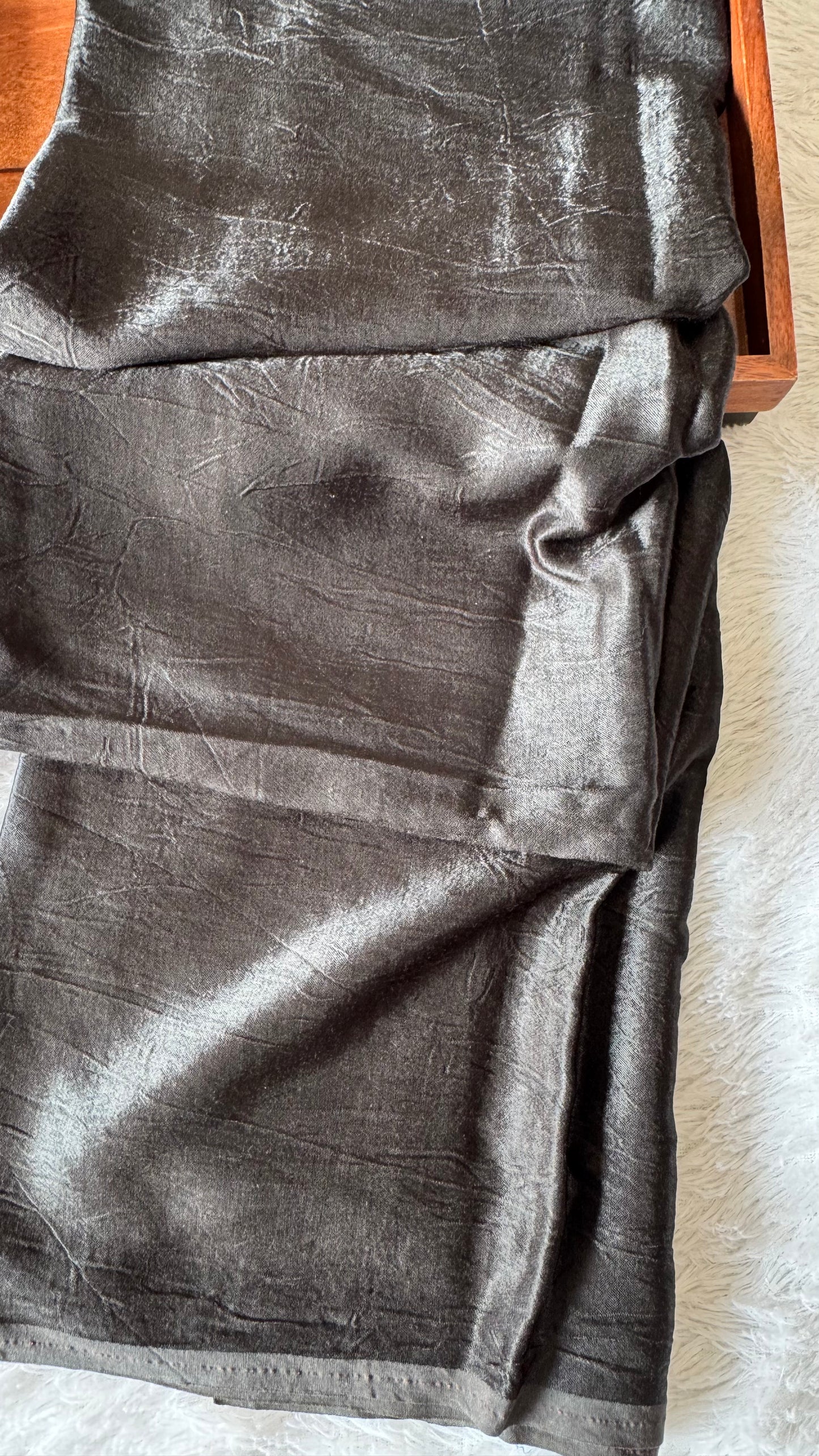 Black Solid Shade  Mashru Silk Blouse Piece