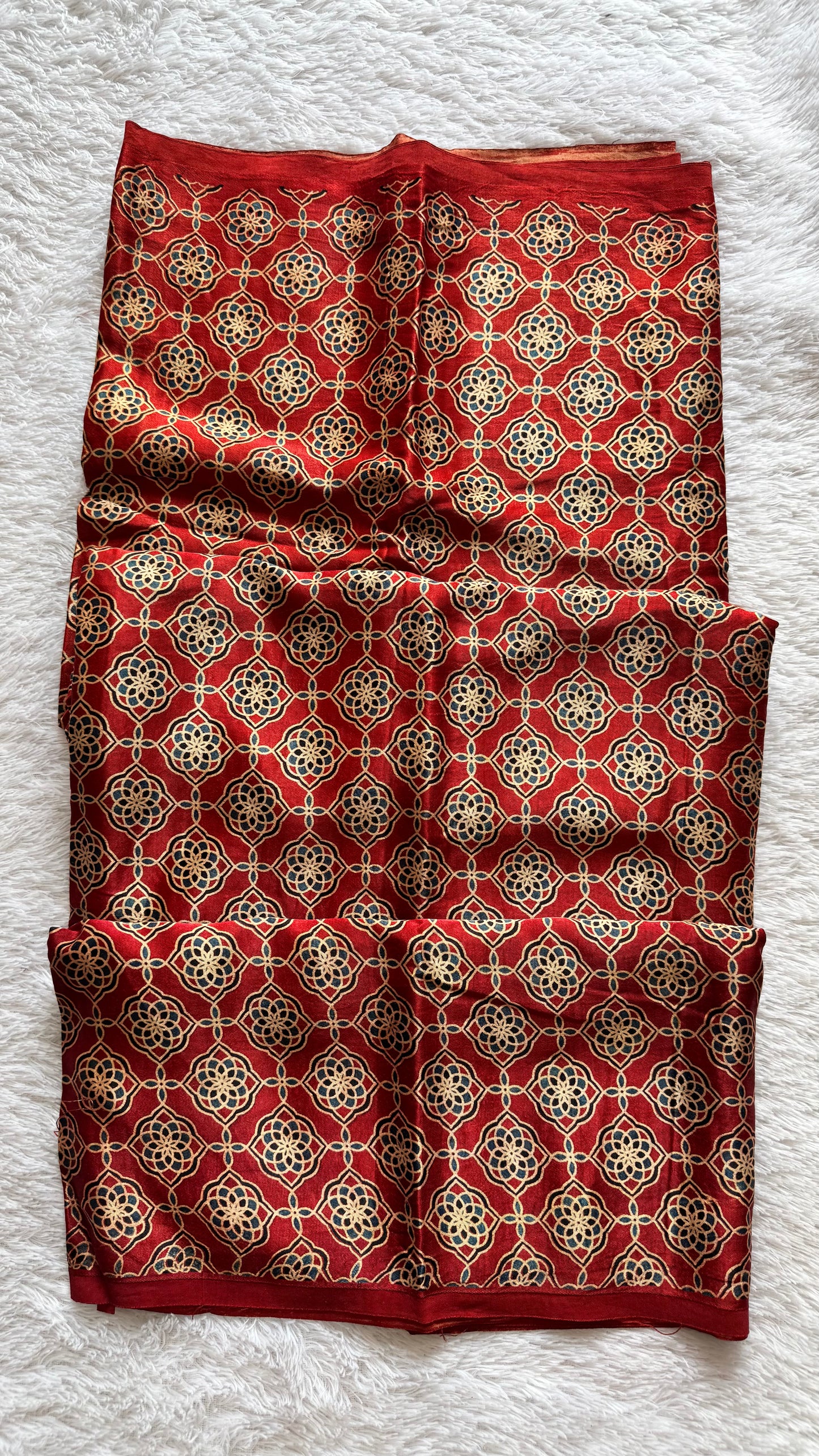 Red Base Badam Boota Printed  Mashru Silk Blouse Piece