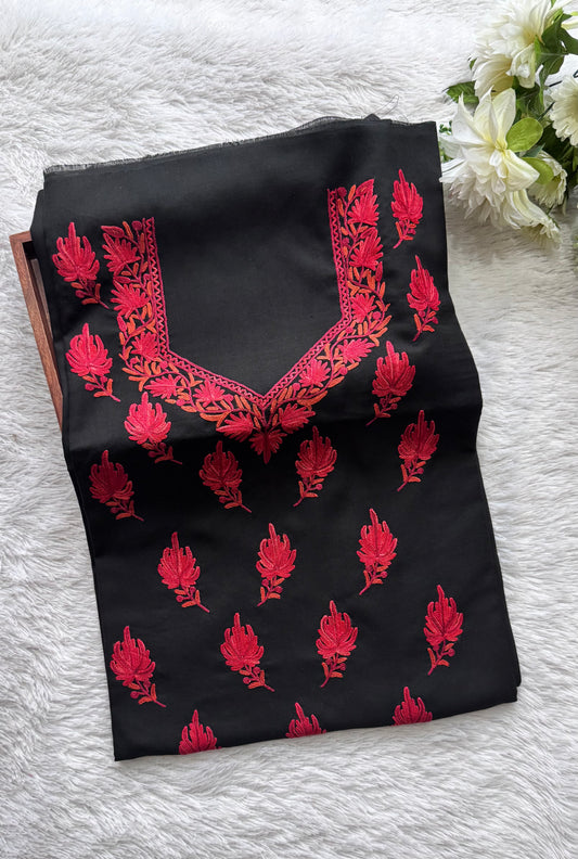 Black with Red Thread work Pure Cotton Kashmiri Aari Embroidered Co Ord 2 pc Set