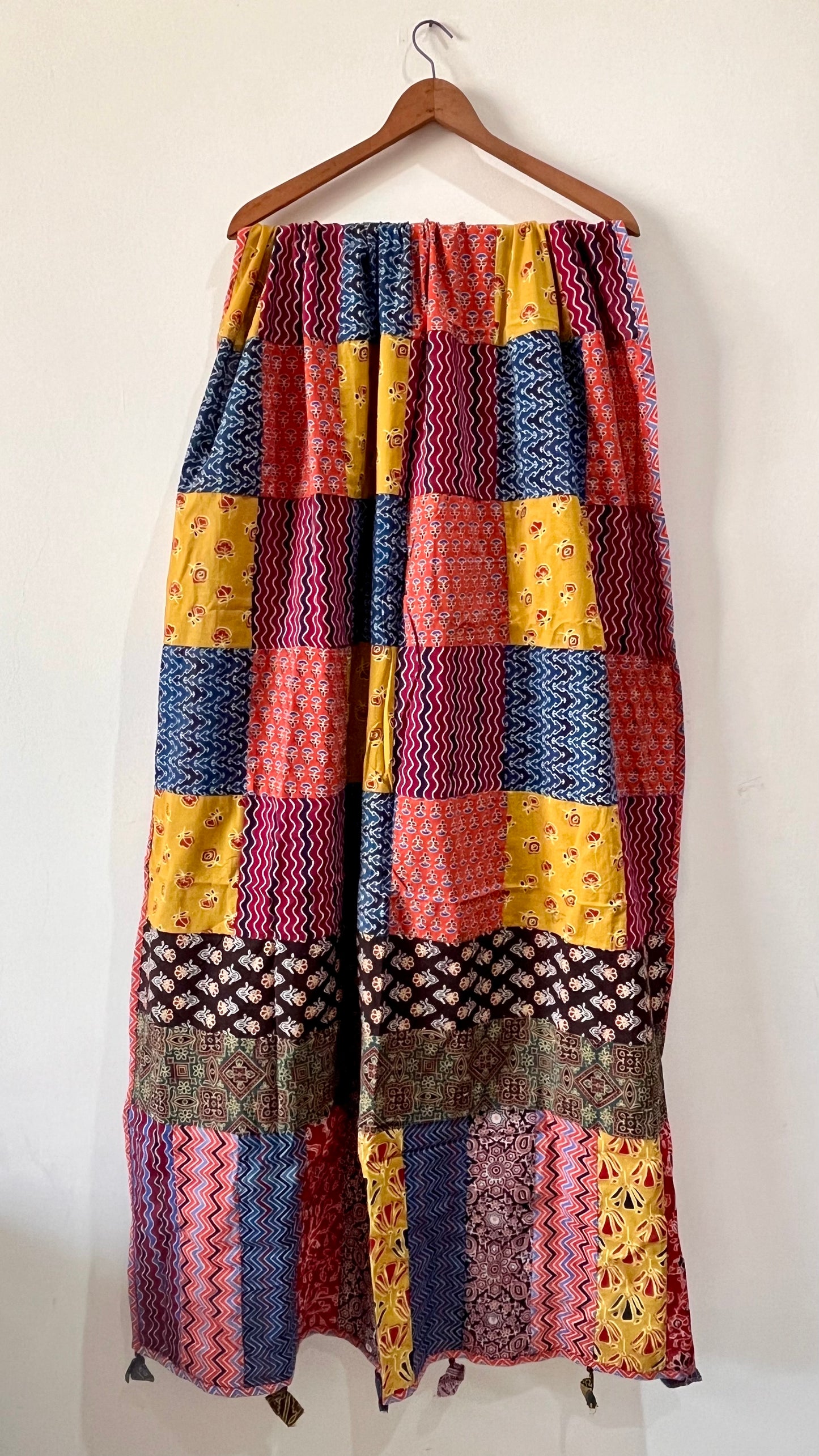 Multicolour Ajrakh Applique Patchwork Cotton Dupatta