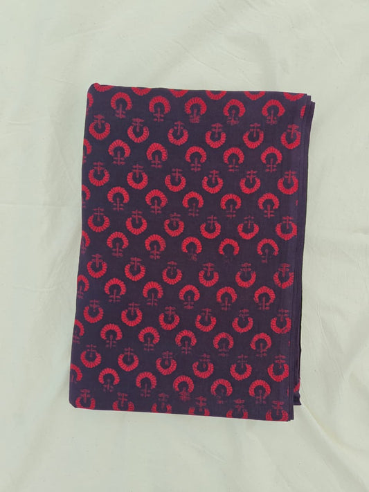 Akola Dabu Blooming Flower Motif Hand Block Print Natural Dyed Pure Cotton Fabric Red