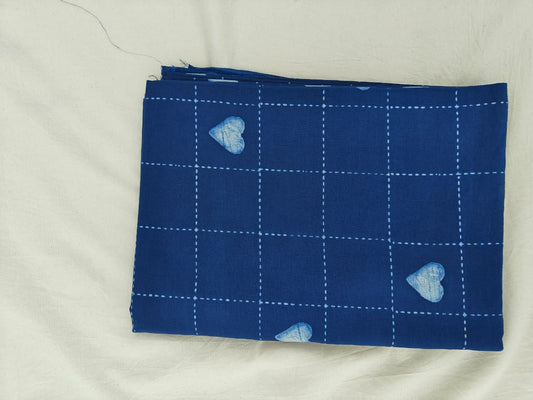 Akola Dabu Heart Grid  Motif Hand Block Print Natural Dyed Pure Cotton Fabric