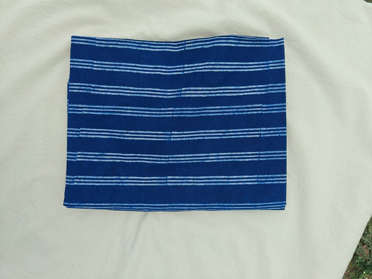 Akola Dabu Strip Motif Hand Block Print Natural Dyed Pure Cotton Fabric
