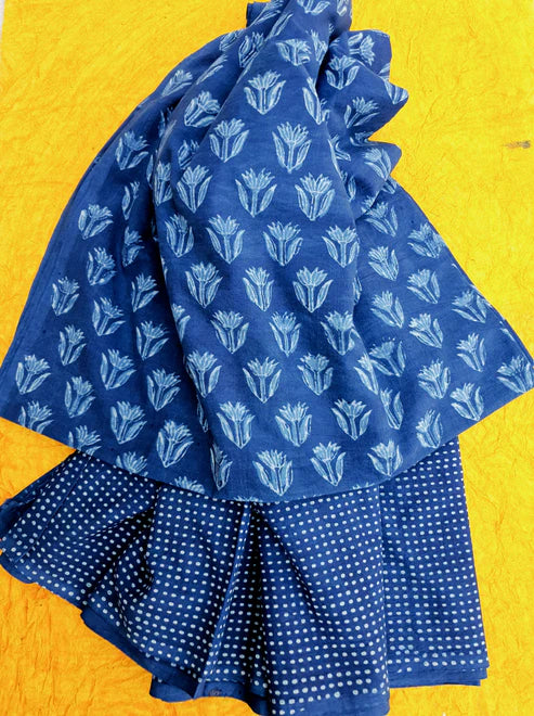 Akola Dabu Flower Motif Pure Cotton Suit Set-2 piece