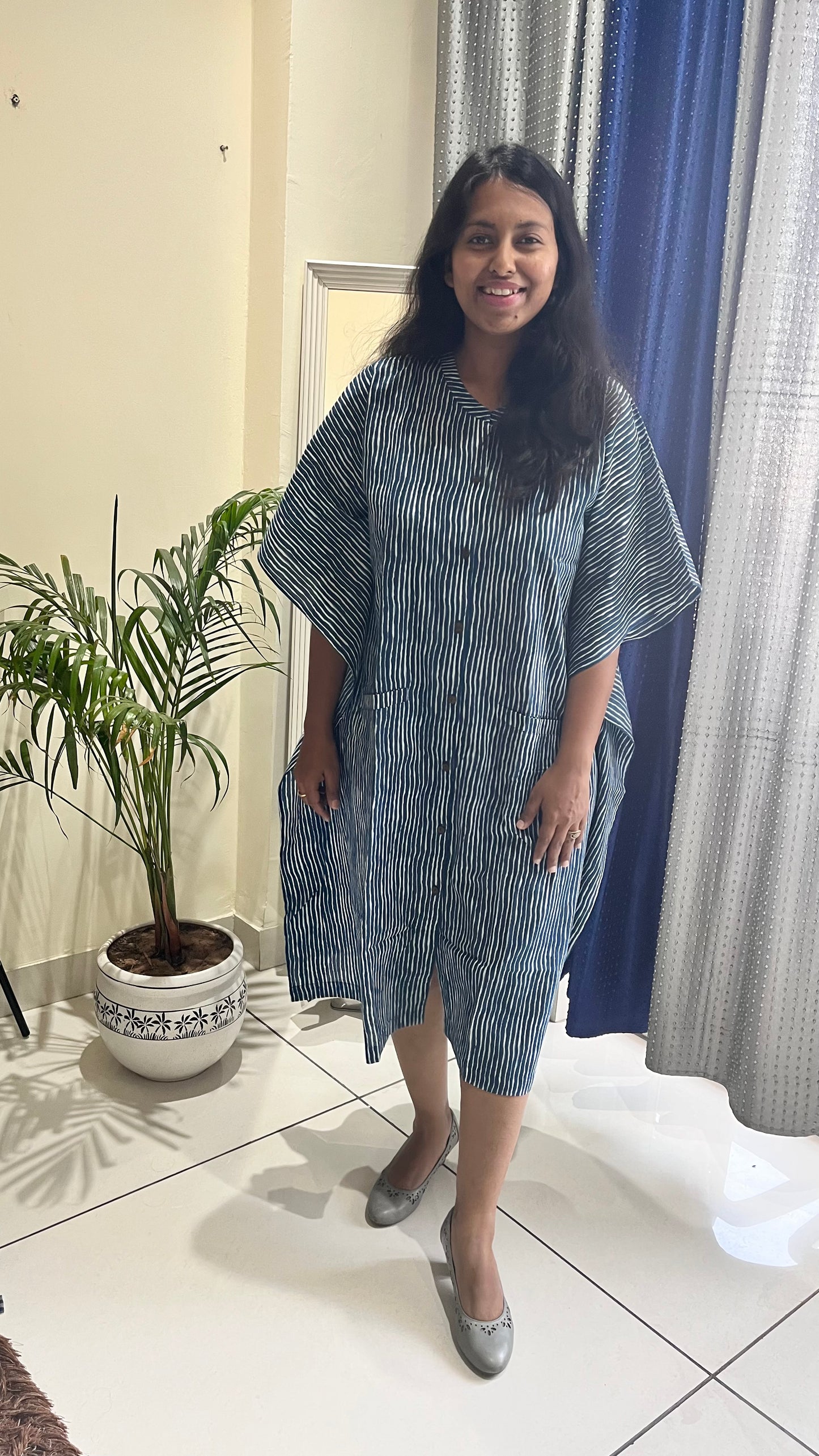 Neeldhari Knee Length Kaftan Shirt Dress