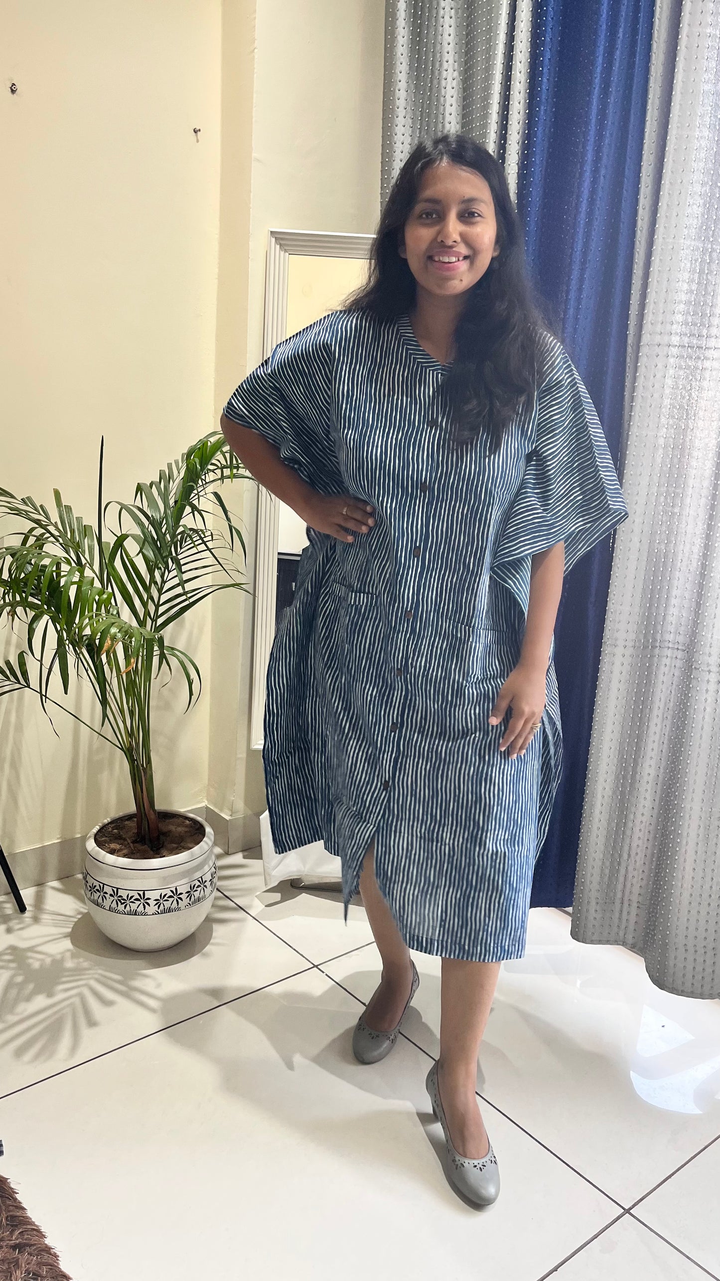 Neeldhari Knee Length Kaftan Shirt Dress