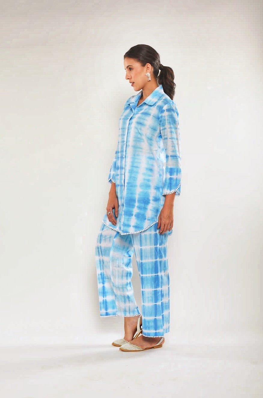 Why so blue Tie and Dye Print Cotton Co Ord Set