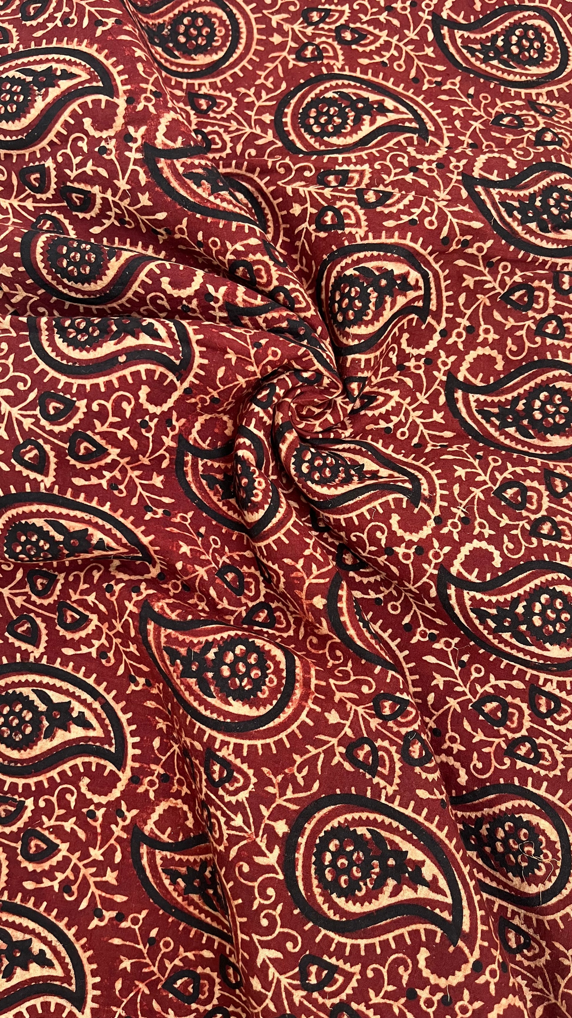Cotton red paisley print ajrakh fabric, Multicolour at Rs 120