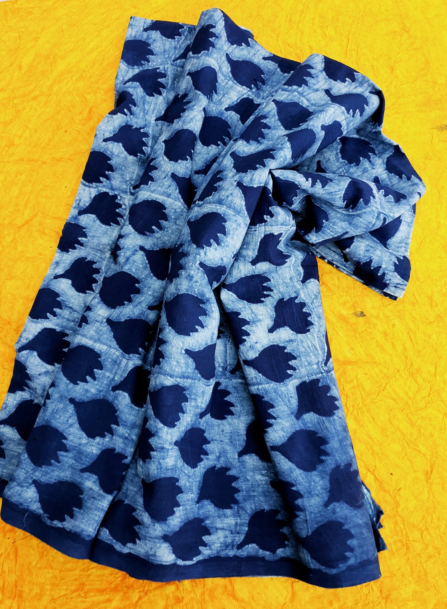 Akola Indigo I Unstitched Suit Set with Ajrakh Patchwork Cotton Dupatta