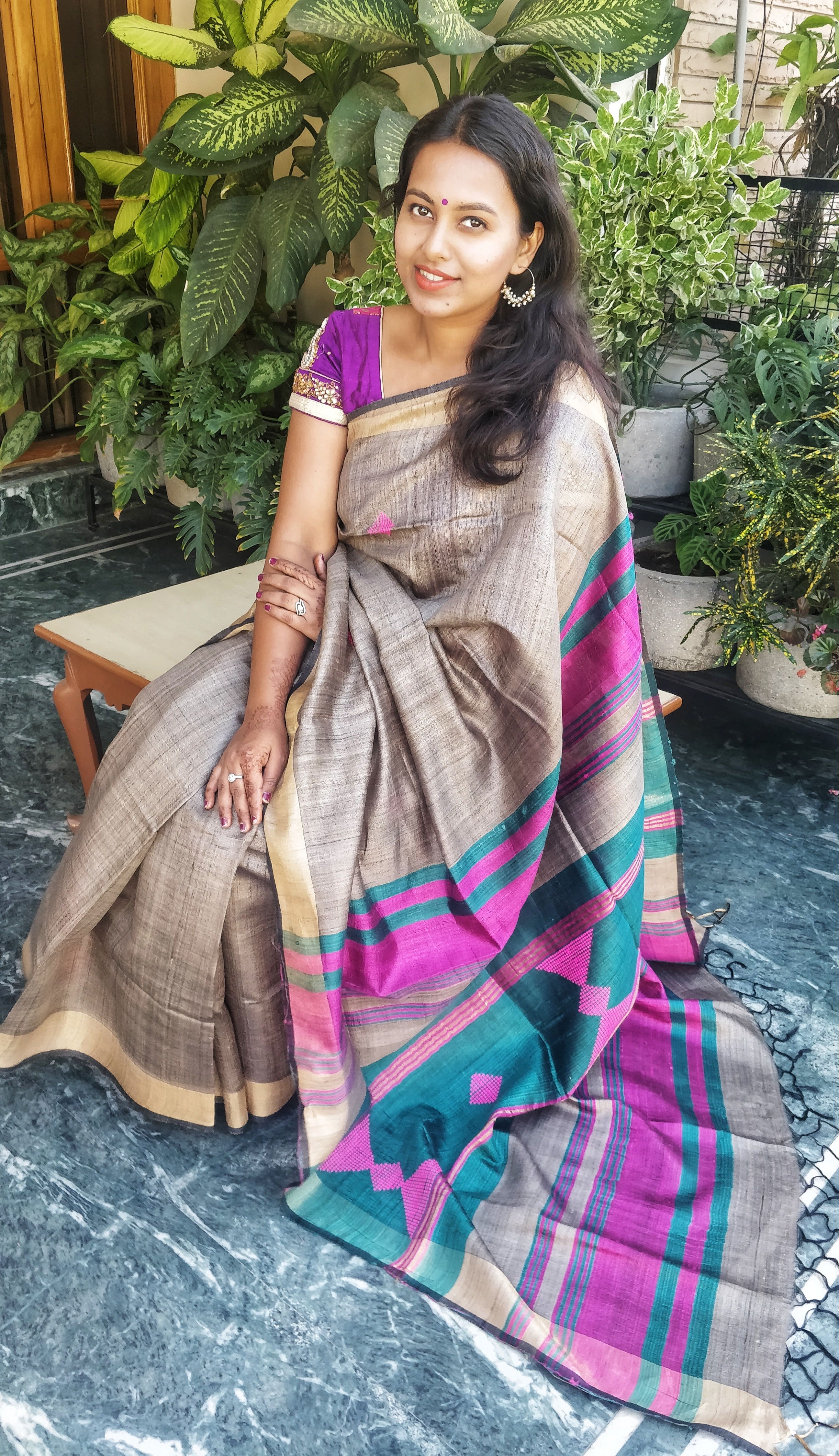 Bhagalpur Handloom Pure Noel silk saree | Reeling Threads